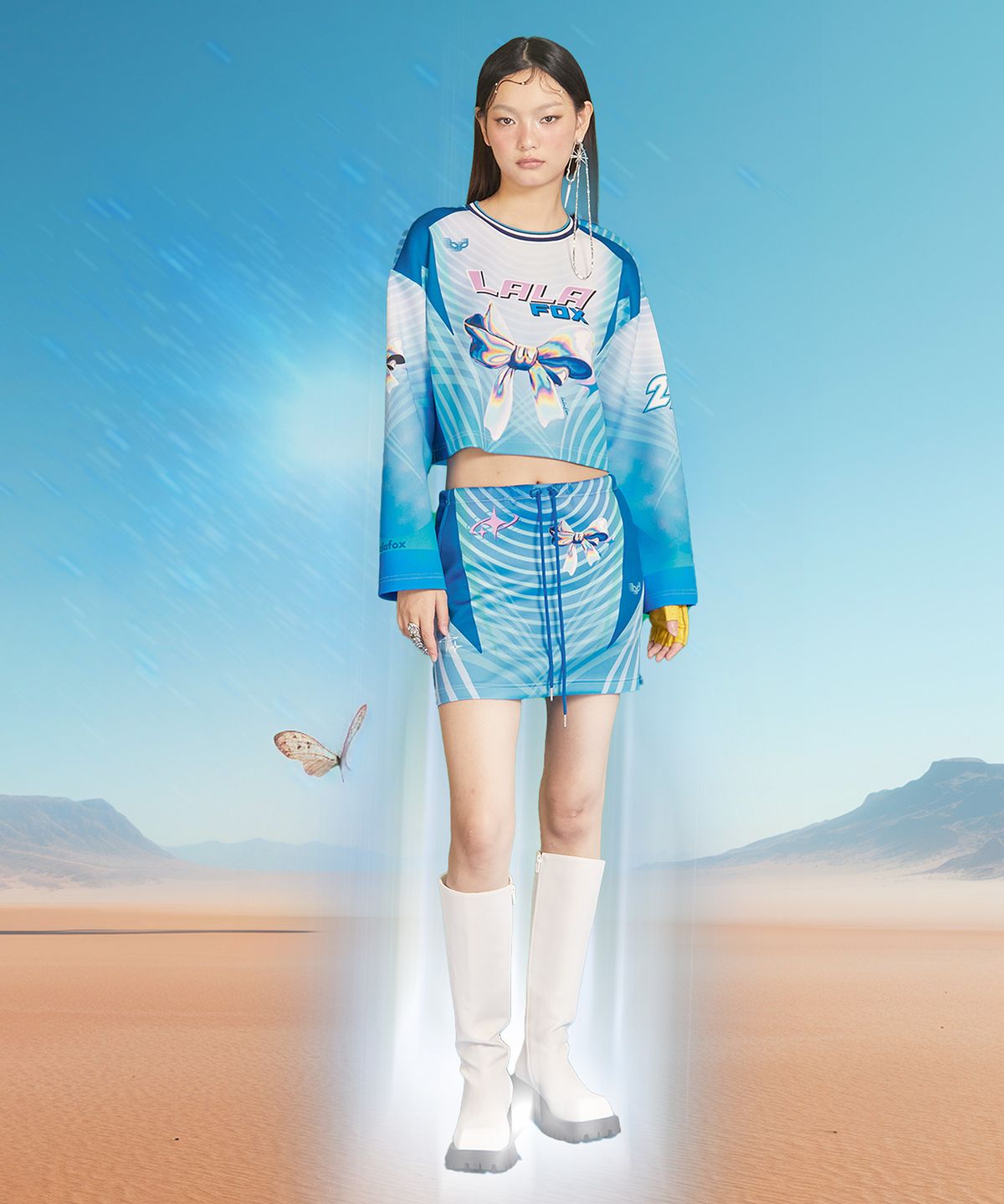 라라폭스(LALAFOX) SPORTY JERSEY DTP MINI SKIRT BLUE BP3WS002