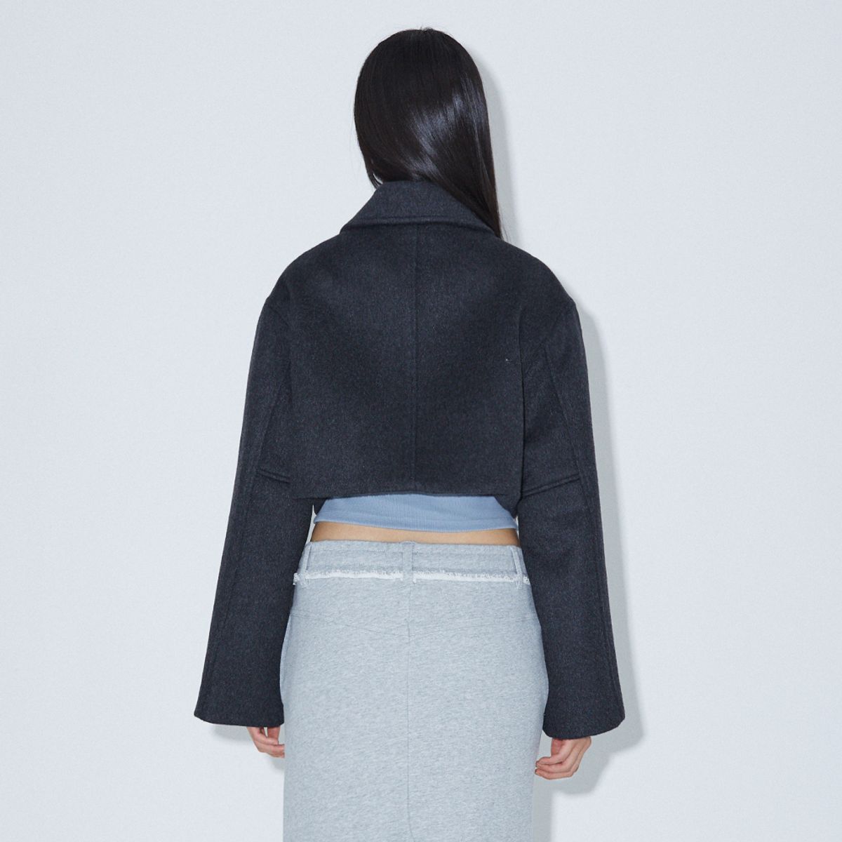 라라폭스(LALAFOX) TWO-WAY CROP JACKET CHARCOAL BP3WJ004