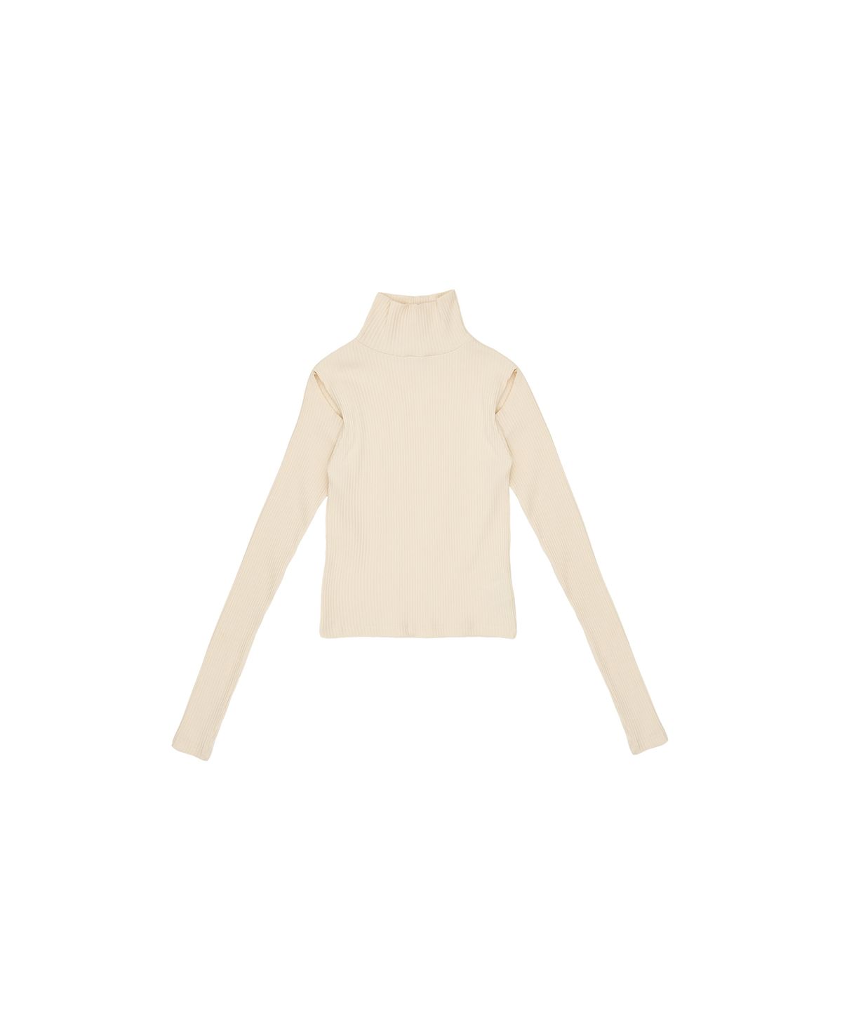 320쇼룸(320SHOWROOM) Shoulder cut out Slim Ribbed Span Turtle neck Tshirts Cream