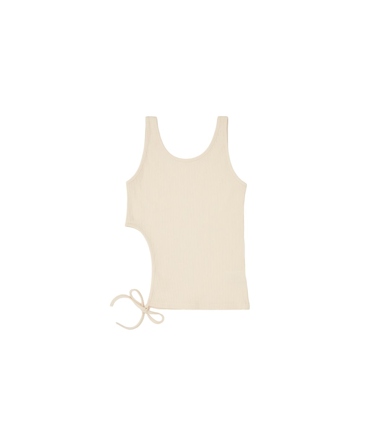 320쇼룸(320SHOWROOM) Cut out Strap Ribbed Sleeveless Span Tshirts Cream