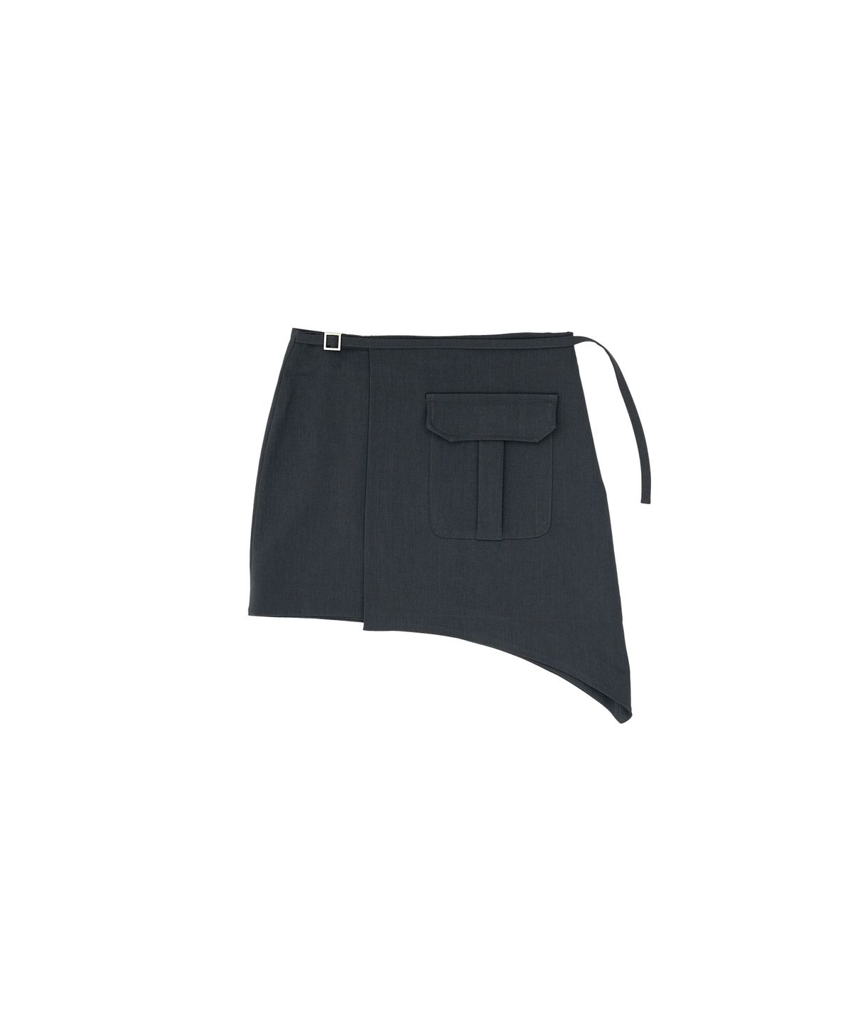 320쇼룸(320SHOWROOM) Unbalance Pocket String Wrap Mini Skirt Deep charcoal