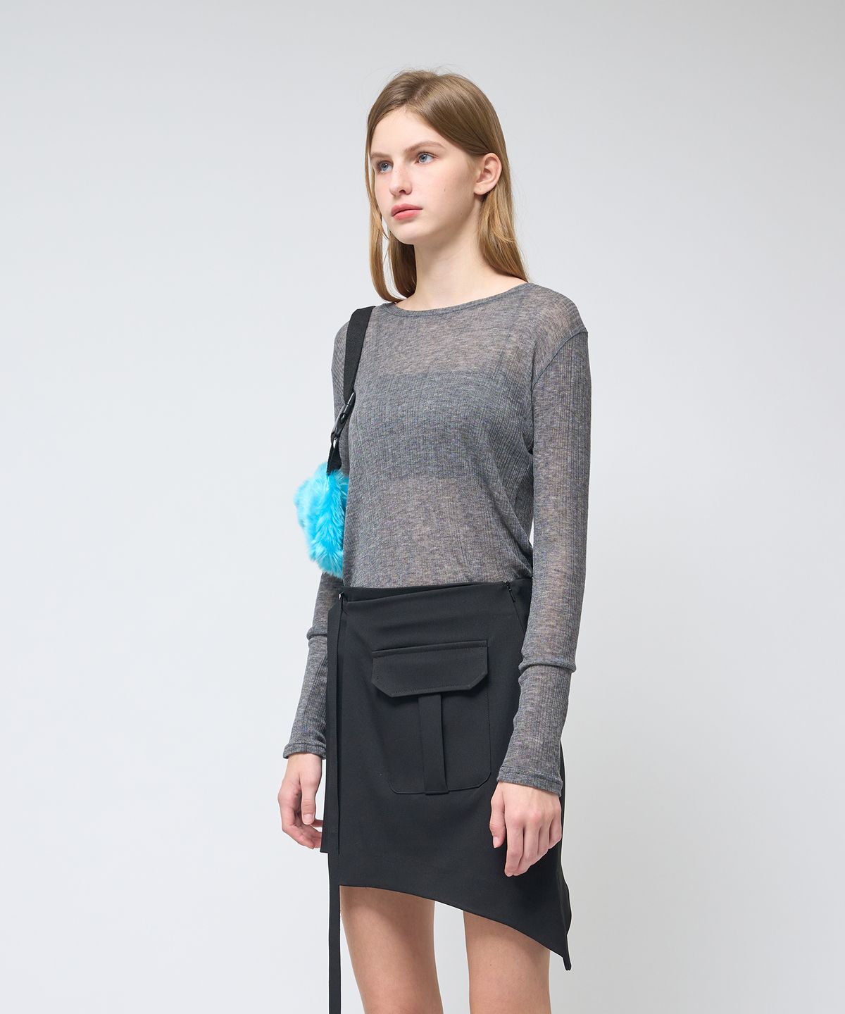 320쇼룸(320SHOWROOM) Wool blend See-through Long sleeve Tshirts Gray