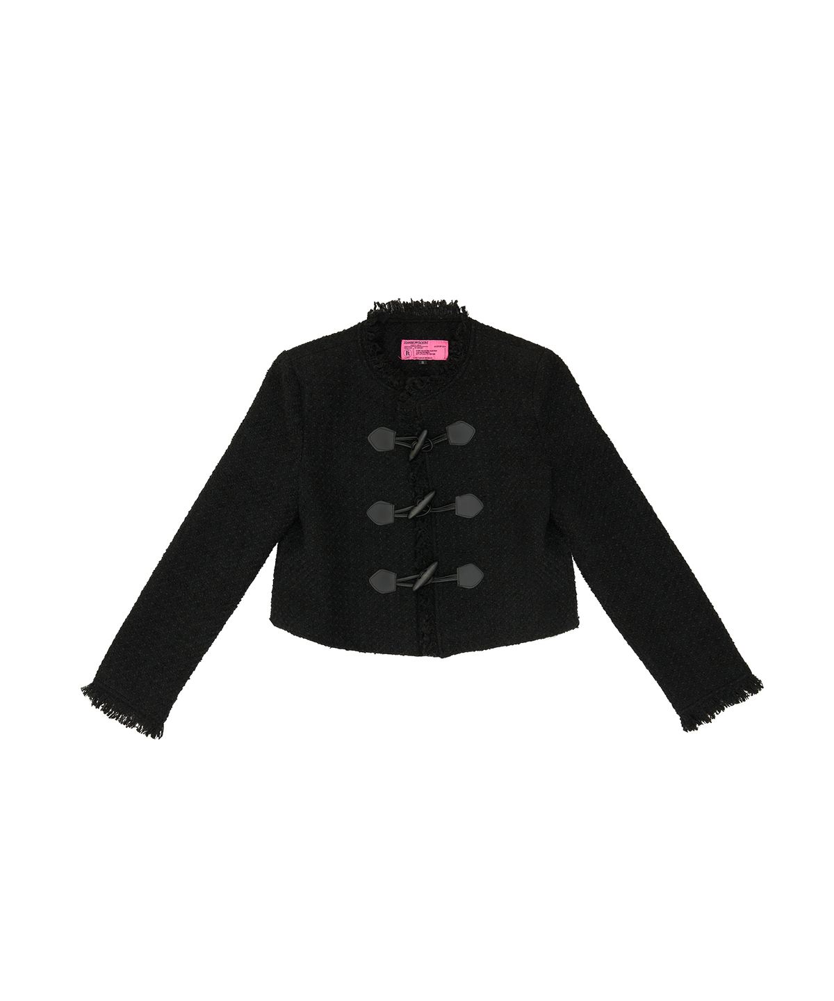 320쇼룸(320SHOWROOM) Toggle button Fringe tweed Wool Jacket Black