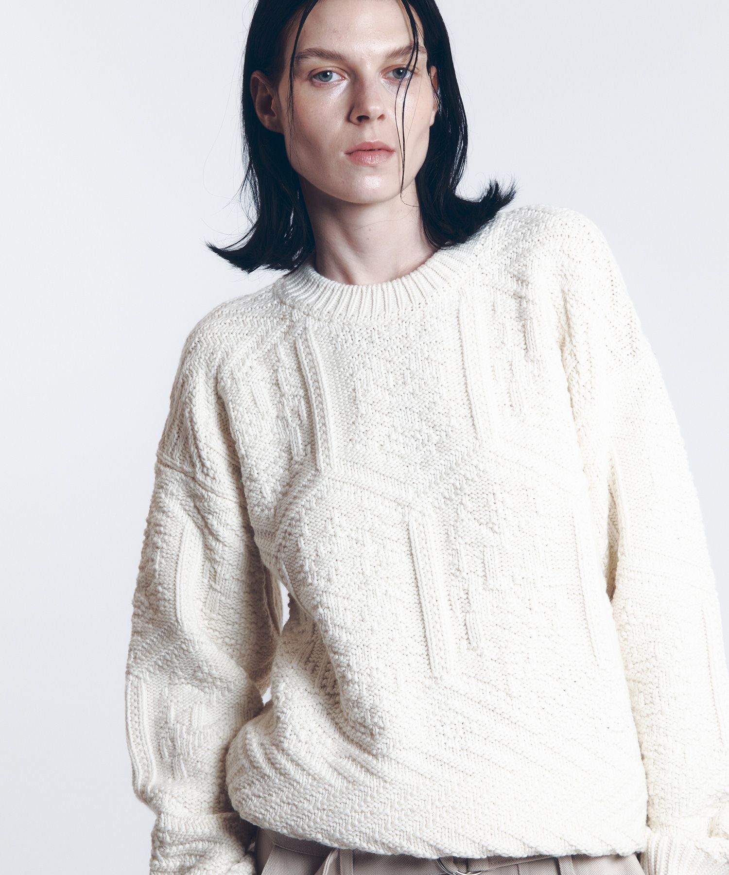MUSINSA公式 | FAMILLE Hexagon multi-pattern knit sweater off