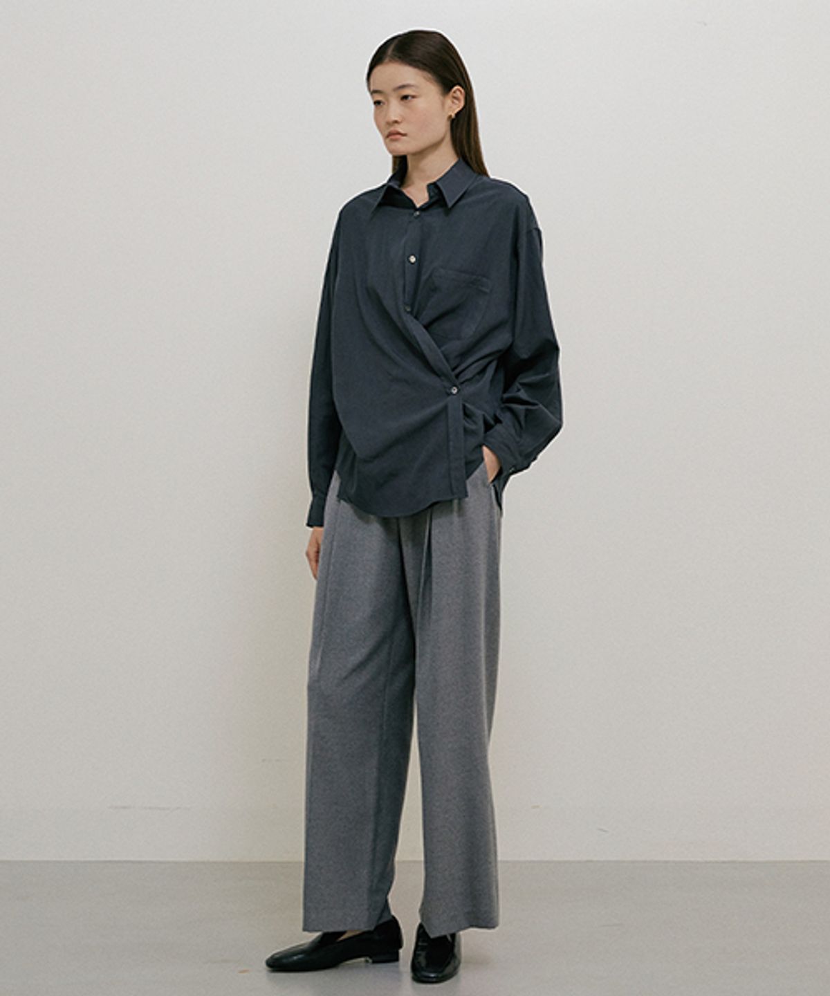 링서울(LINGSEOUL) two tuck wide pants-gray