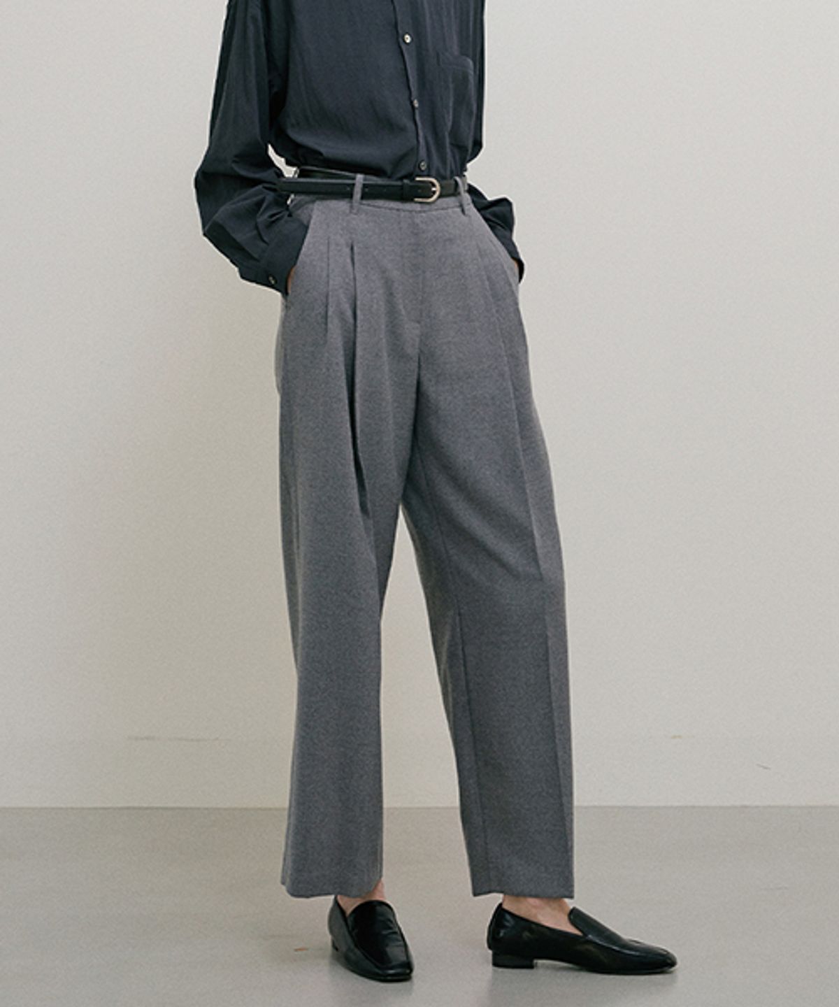 링서울(LINGSEOUL) two tuck wide pants-gray