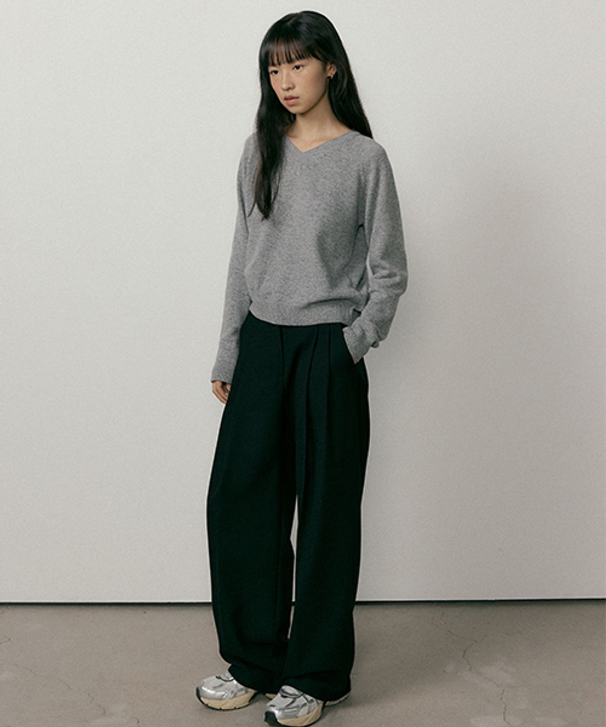 링서울(LINGSEOUL) two tuck wide pants-black