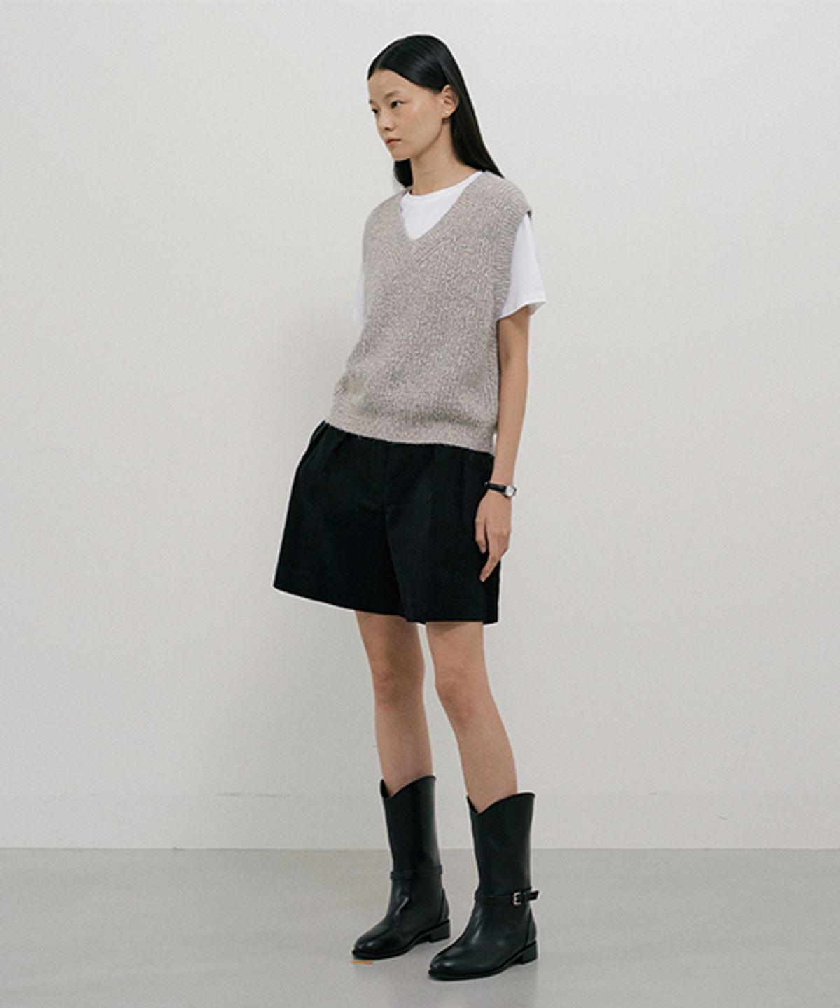 링서울(LINGSEOUL) mix knit vest-gray
