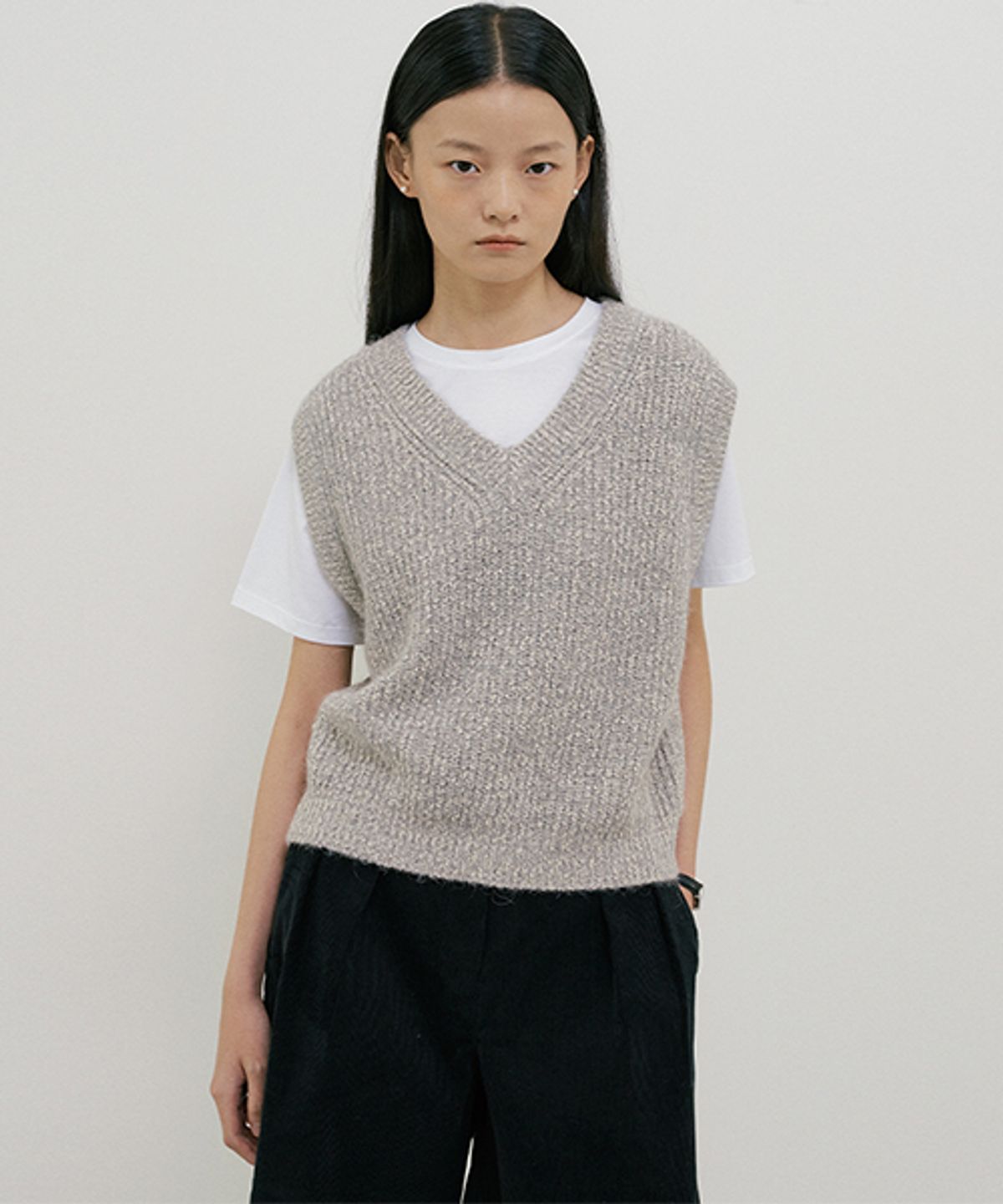 링서울(LINGSEOUL) mix knit vest-gray