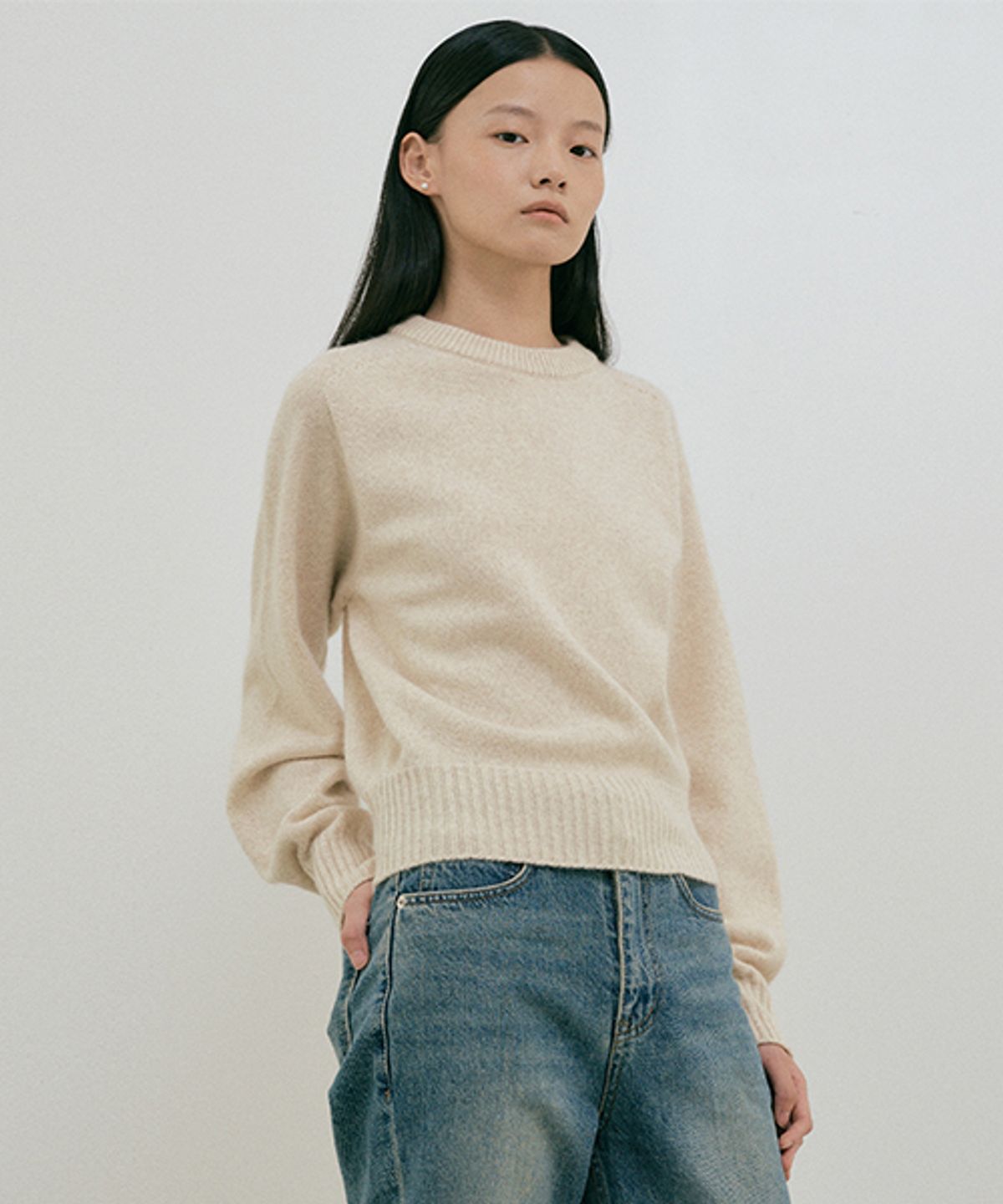 링서울(LINGSEOUL) whole garment volume knit-cream