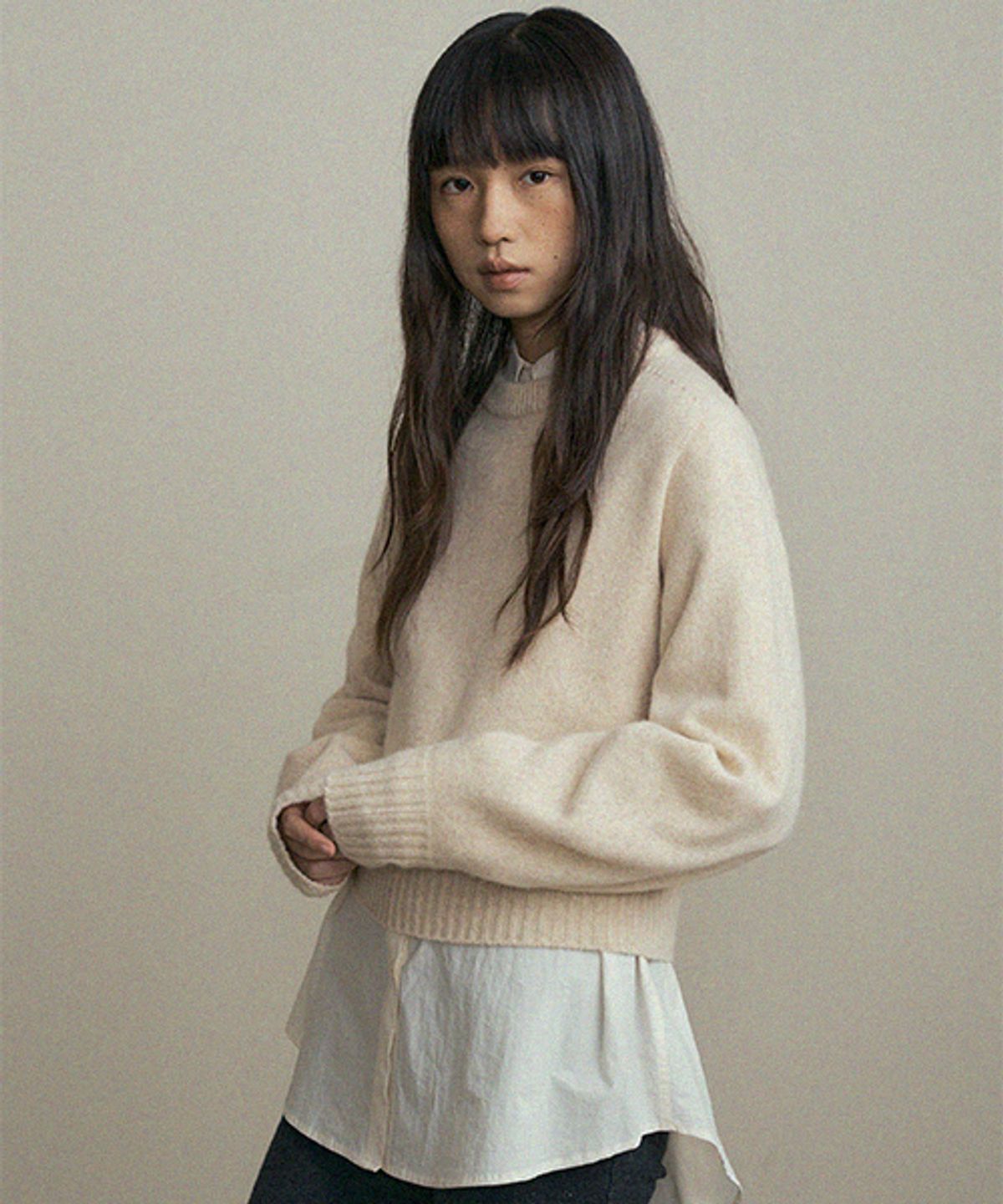 링서울(LINGSEOUL) whole garment volume knit-cream