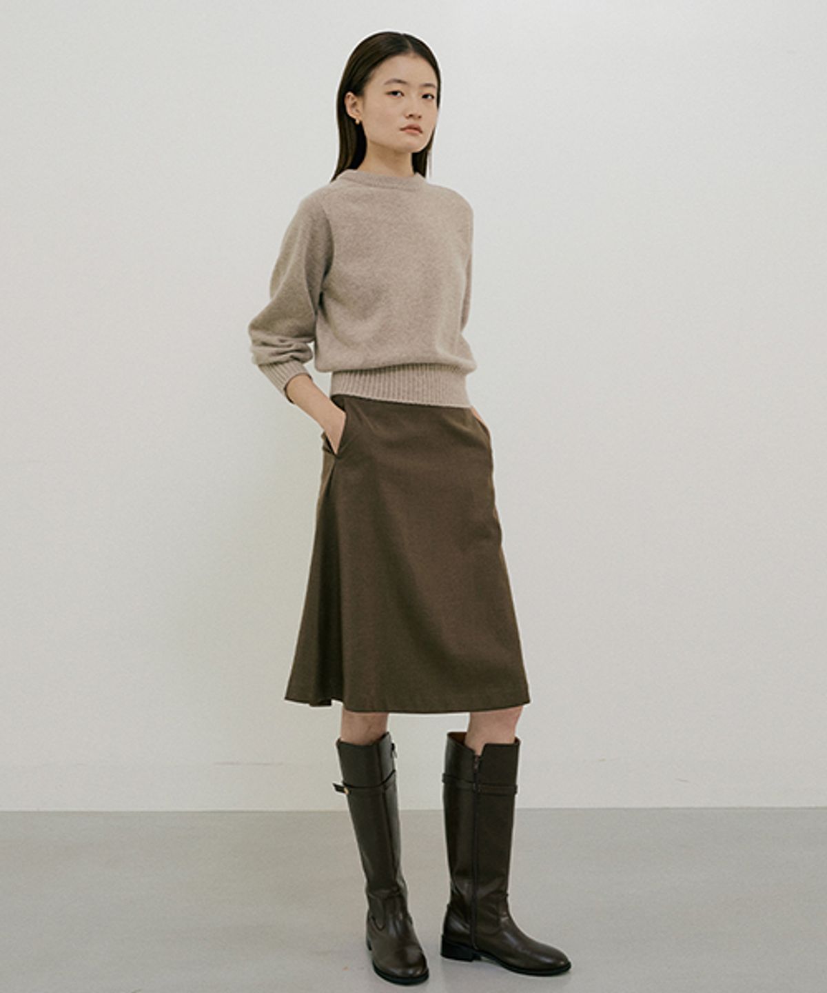 링서울(LINGSEOUL) whole garment volume knit-melangebeige