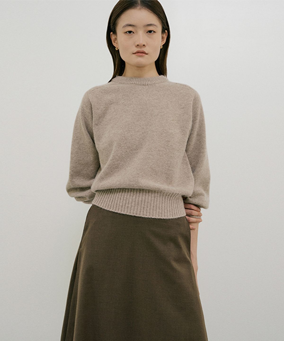 링서울(LINGSEOUL) whole garment volume knit-melangebeige