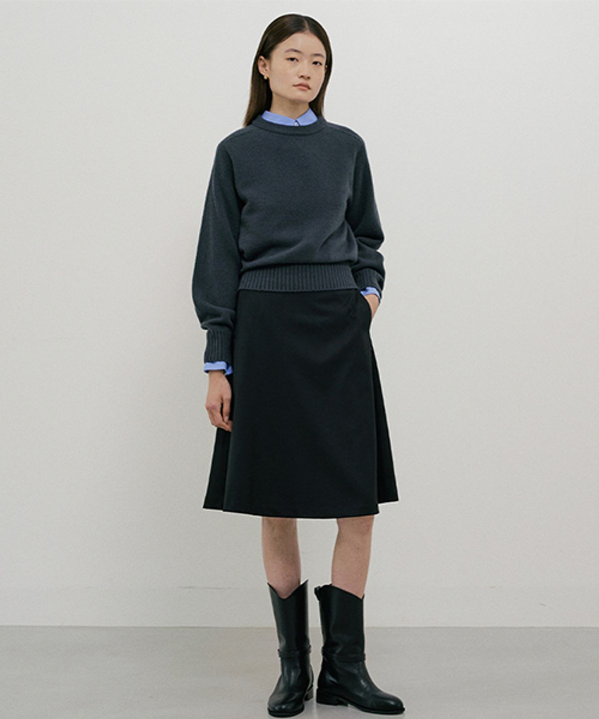 링서울(LINGSEOUL) whole garment volume knit-charcoal
