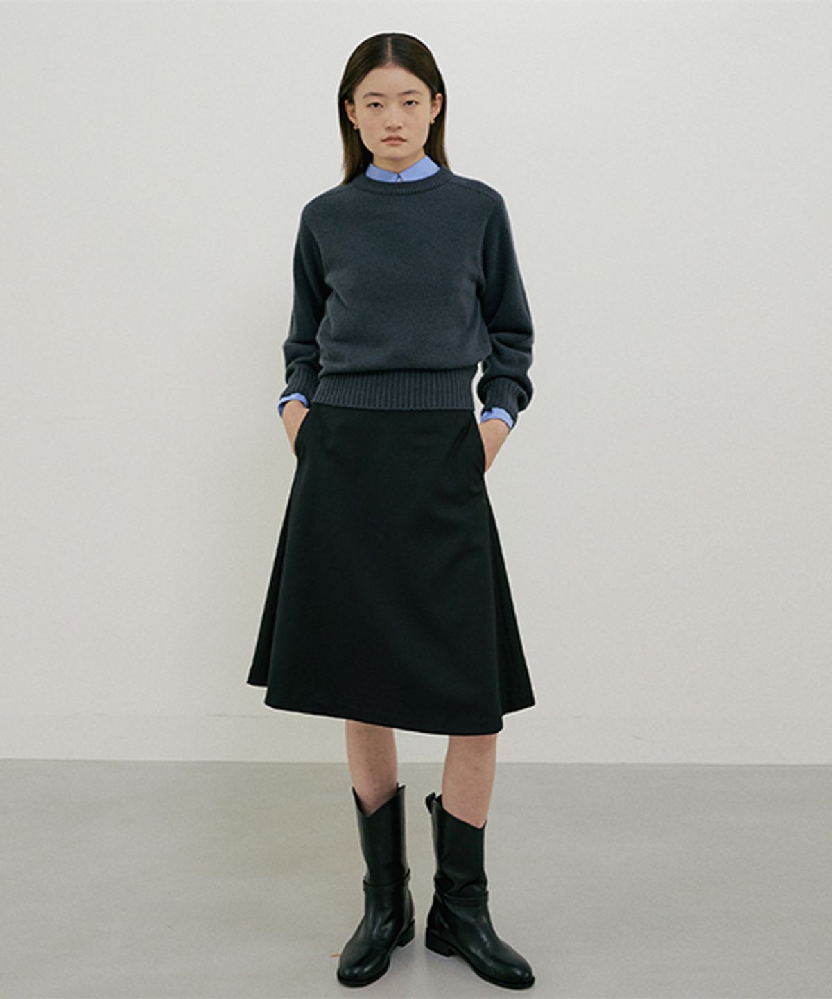링서울(LINGSEOUL) whole garment volume knit-charcoal