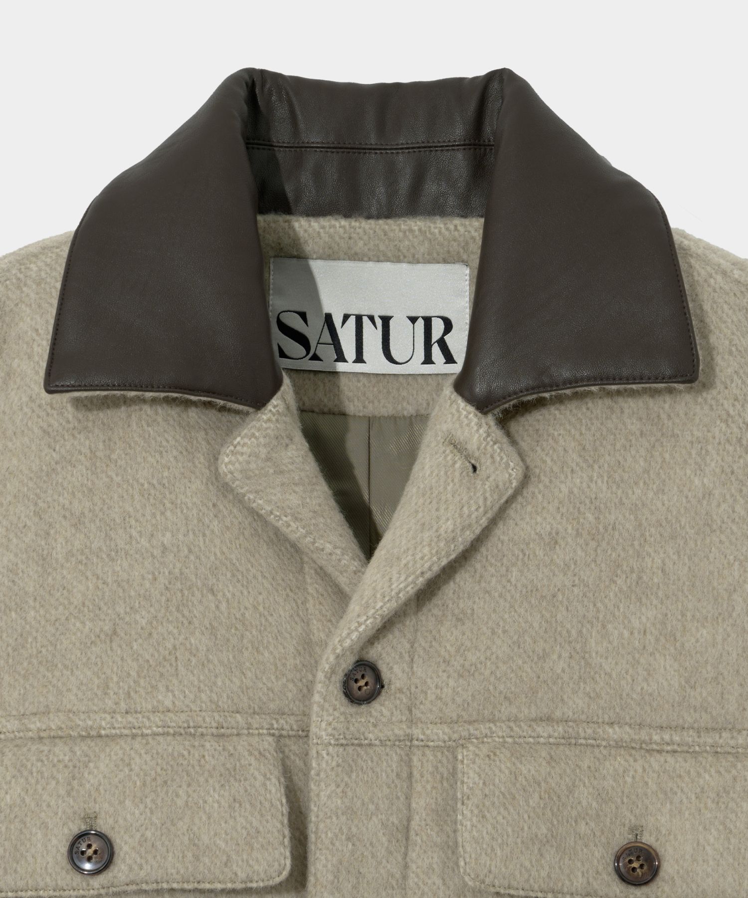 ◆SATUR◆ Hairy wool blend trucker jacket organic beige SA23 MUSINSA | SATUR Hairy wool blend trucker jacket organic beige