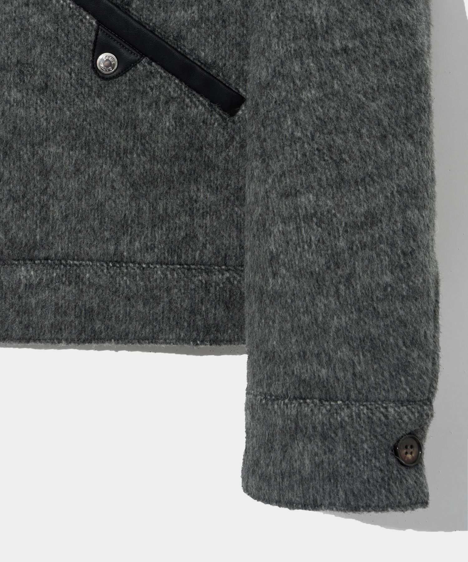 MUSINSA | SATUR Hairy wool blend trucker jacket classic charcoal