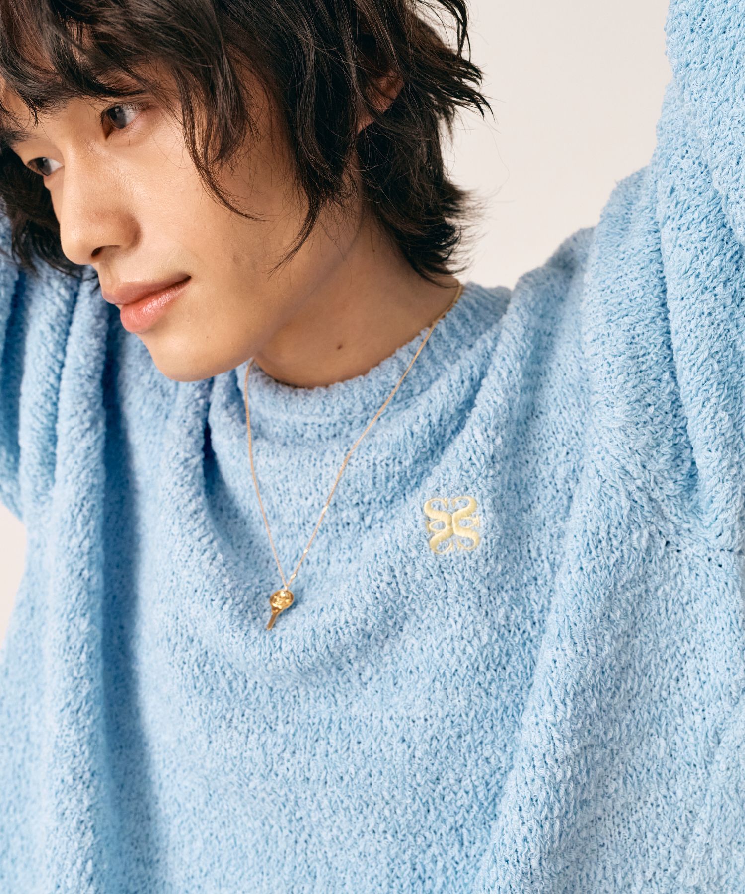 MUSINSA | SATUR Dublin unbalanced wool blend knit light blue