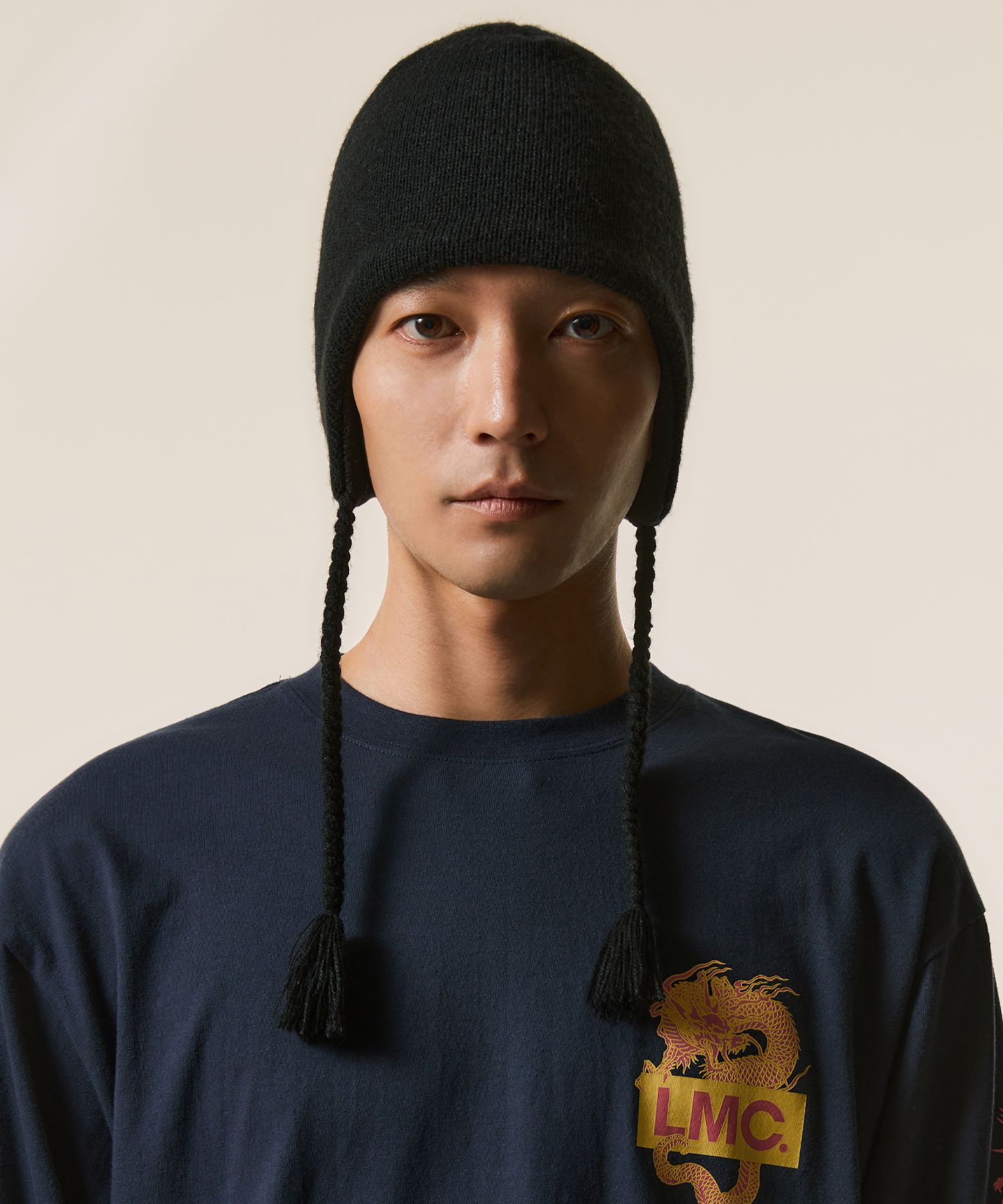MUSINSA公式 | LMC KNIT EARFLAP BEANIE black