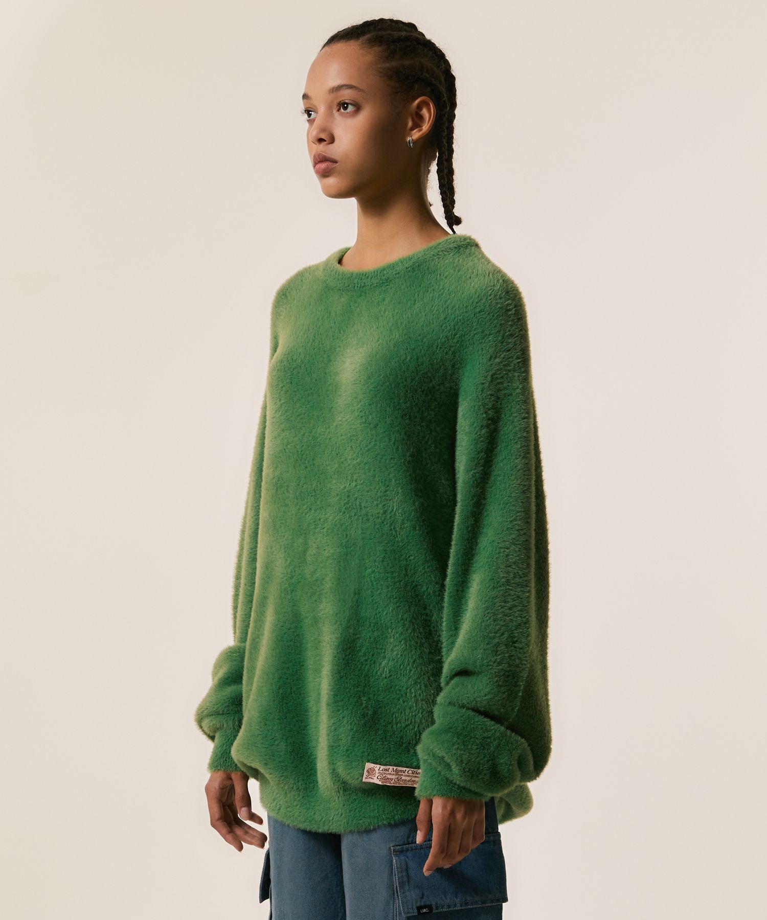 MUSINSA | LMC HAIRY KNIT SWEATER green