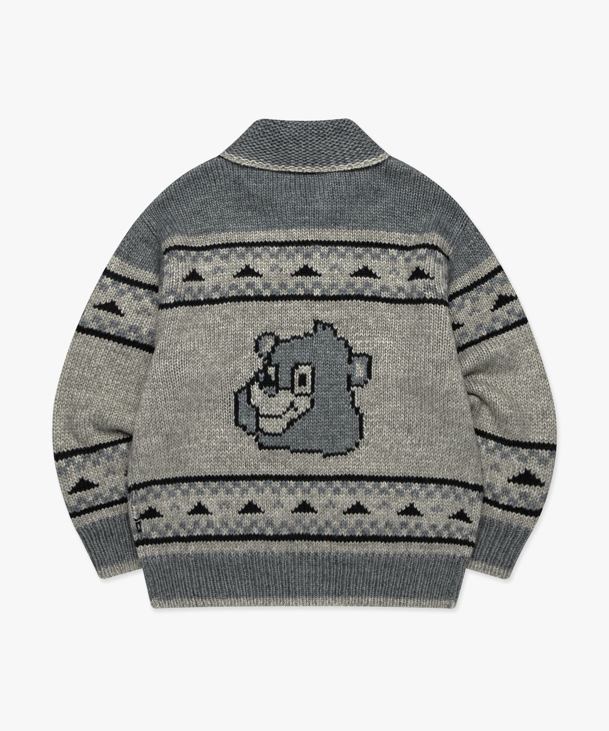 엘엠씨(LMC) BEAR ZIP-UP COWICHAN KNIT SWEATER gray