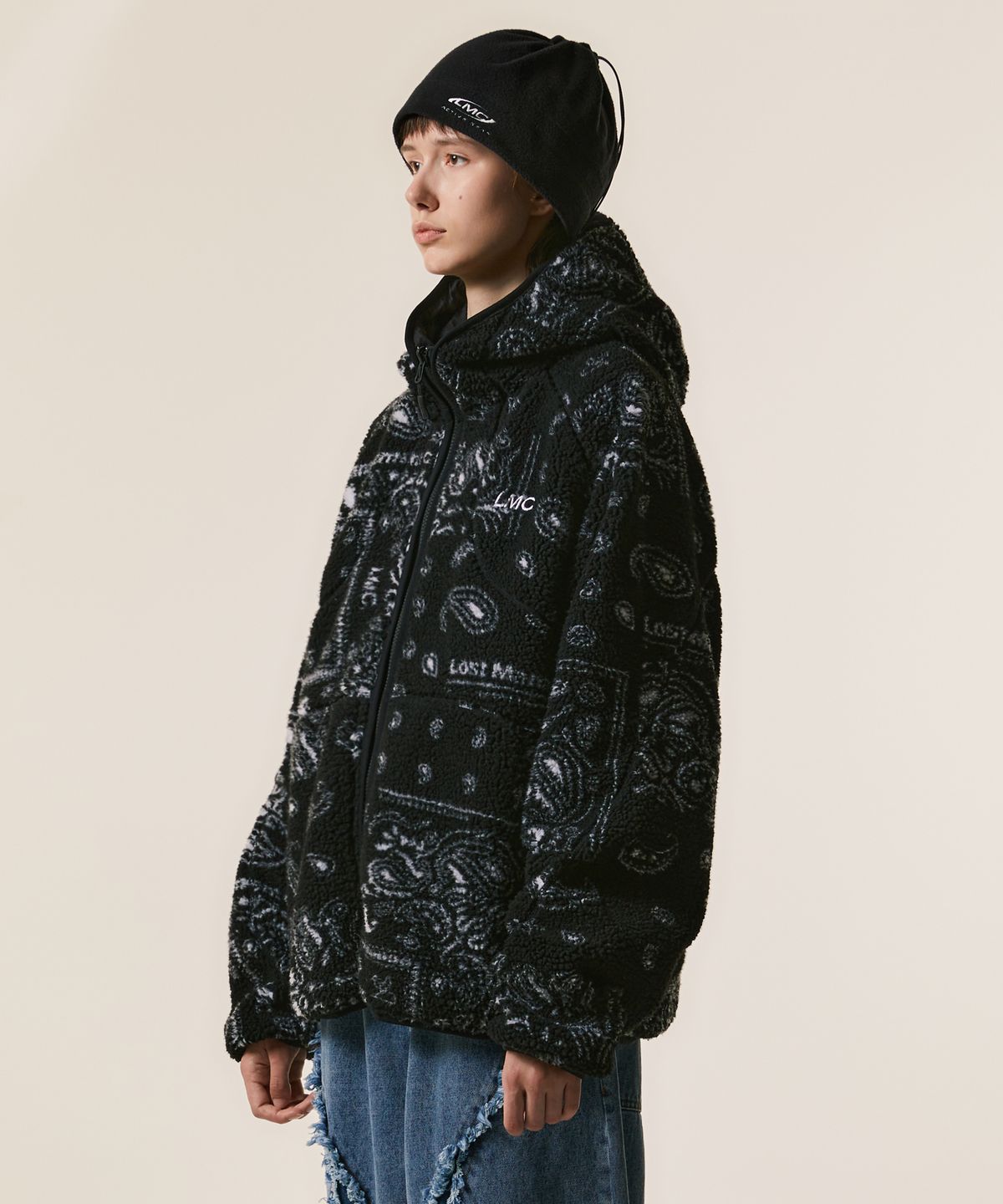 엘엠씨(LMC) ITALIC JQD BOA FLEECE RVSB HOODED JACKET black