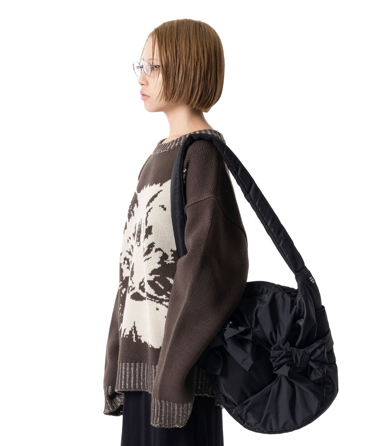 이우가마카라스(IUGAMAKARAS) Cat Graphic Distressed Knit (Brown)