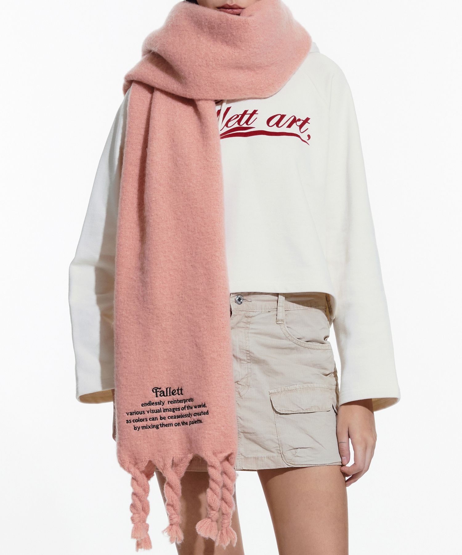MUSINSA | FALLETT Story Logo Long Muffler Gray