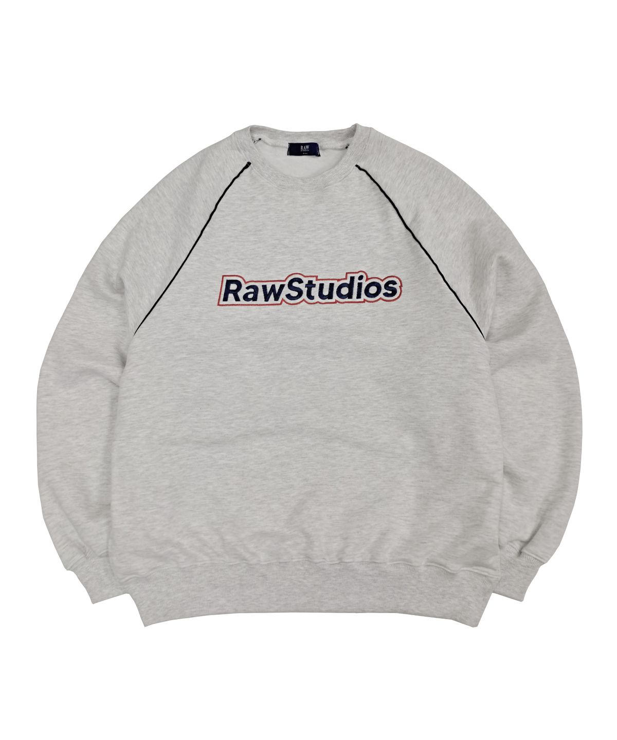 로우랩(RAW LAB) 파이핑 라인 스웨트 크루넥 (화이트 그레이)