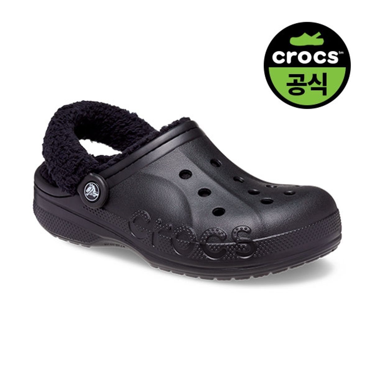 크록스(CROCS) 공용 바야 라인드 퍼즈 스트랩 클로그 BLACK (23FUCL206633)