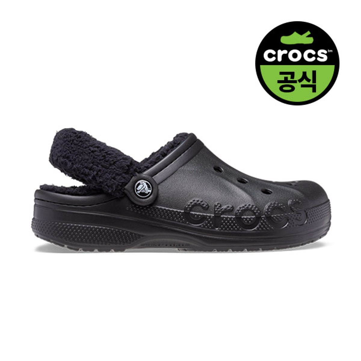 크록스(CROCS) 공용 바야 라인드 퍼즈 스트랩 클로그 BLACK (23FUCL206633)