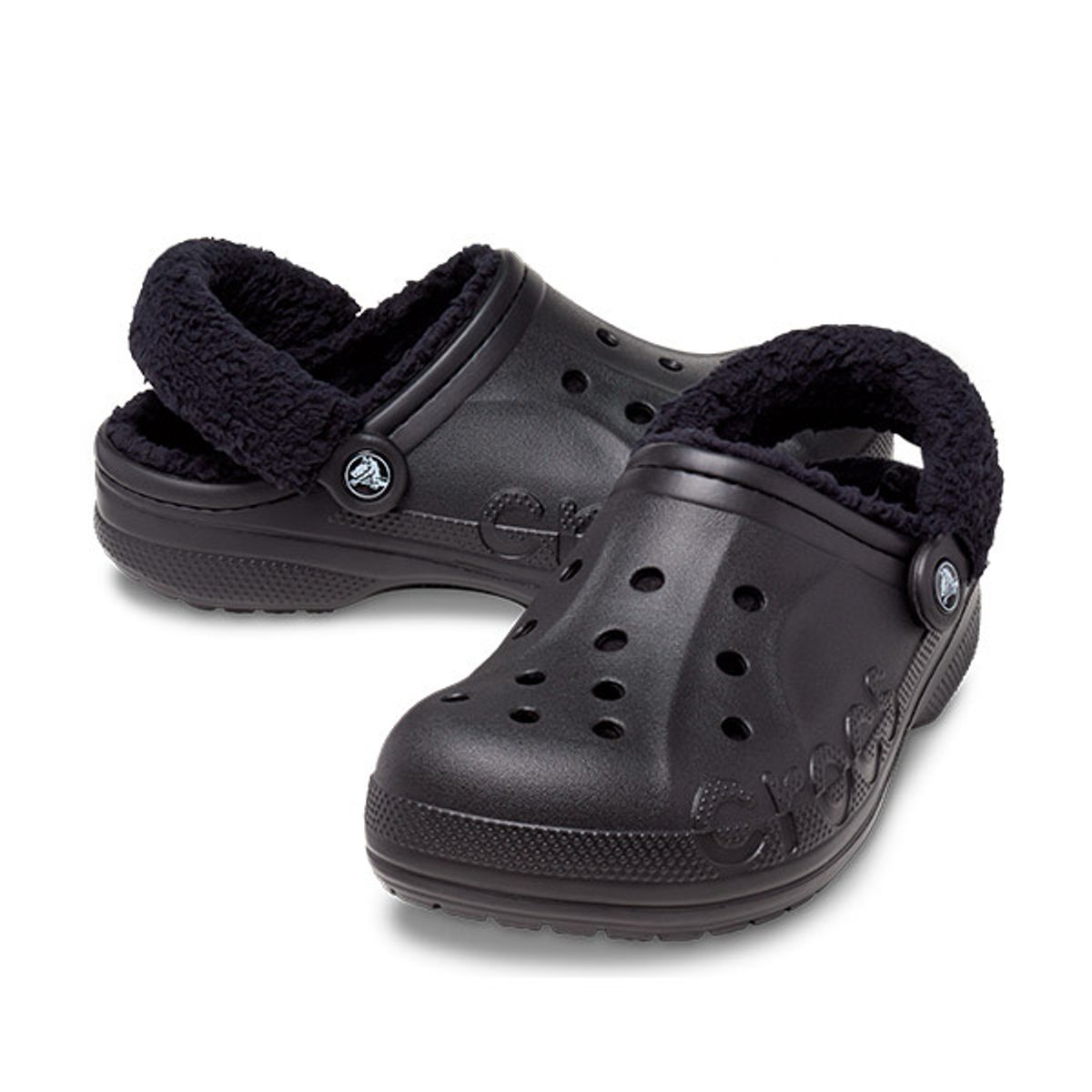 크록스(CROCS) 공용 바야 라인드 퍼즈 스트랩 클로그 BLACK (23FUCL206633)