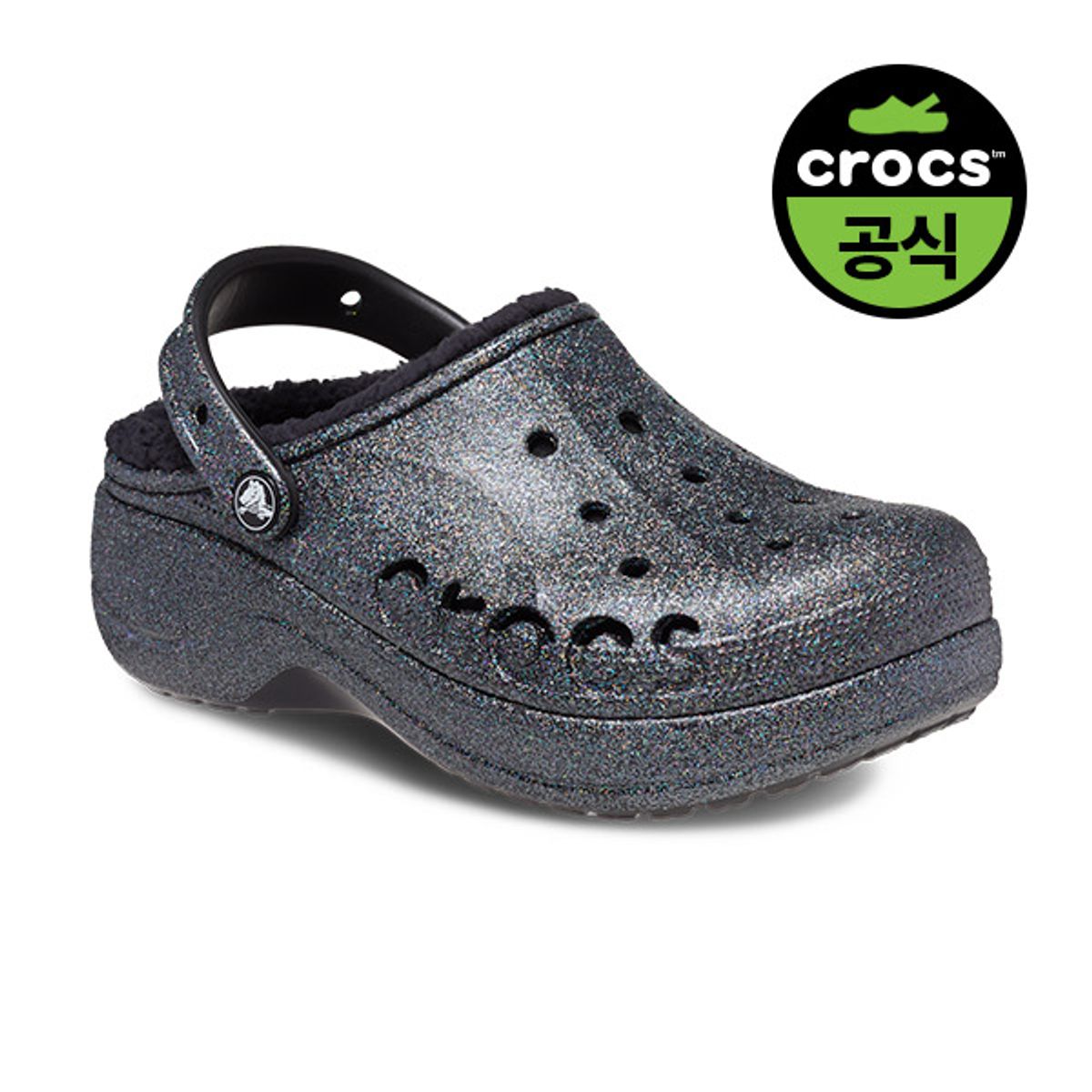 크록스(CROCS) 여성 바야 플랫폼 라인드 글리터 클로그 BK 글리터 (23FWCL209243)