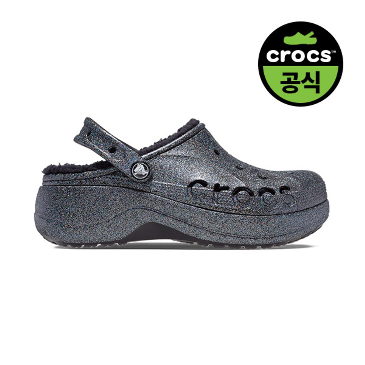 크록스(CROCS) 여성 바야 플랫폼 라인드 글리터 클로그 BK 글리터 (23FWCL209243)