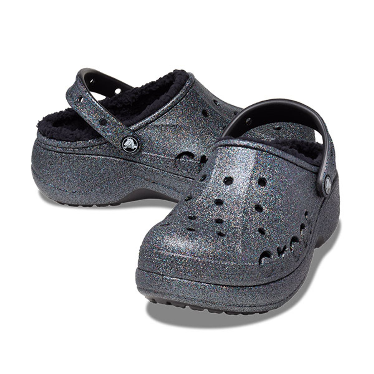 크록스(CROCS) 여성 바야 플랫폼 라인드 글리터 클로그 BK 글리터 (23FWCL209243)