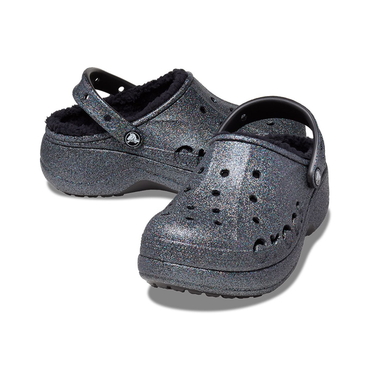크록스(CROCS) 여성 바야 플랫폼 라인드 글리터 클로그 BK 글리터 (23FWCL209243)