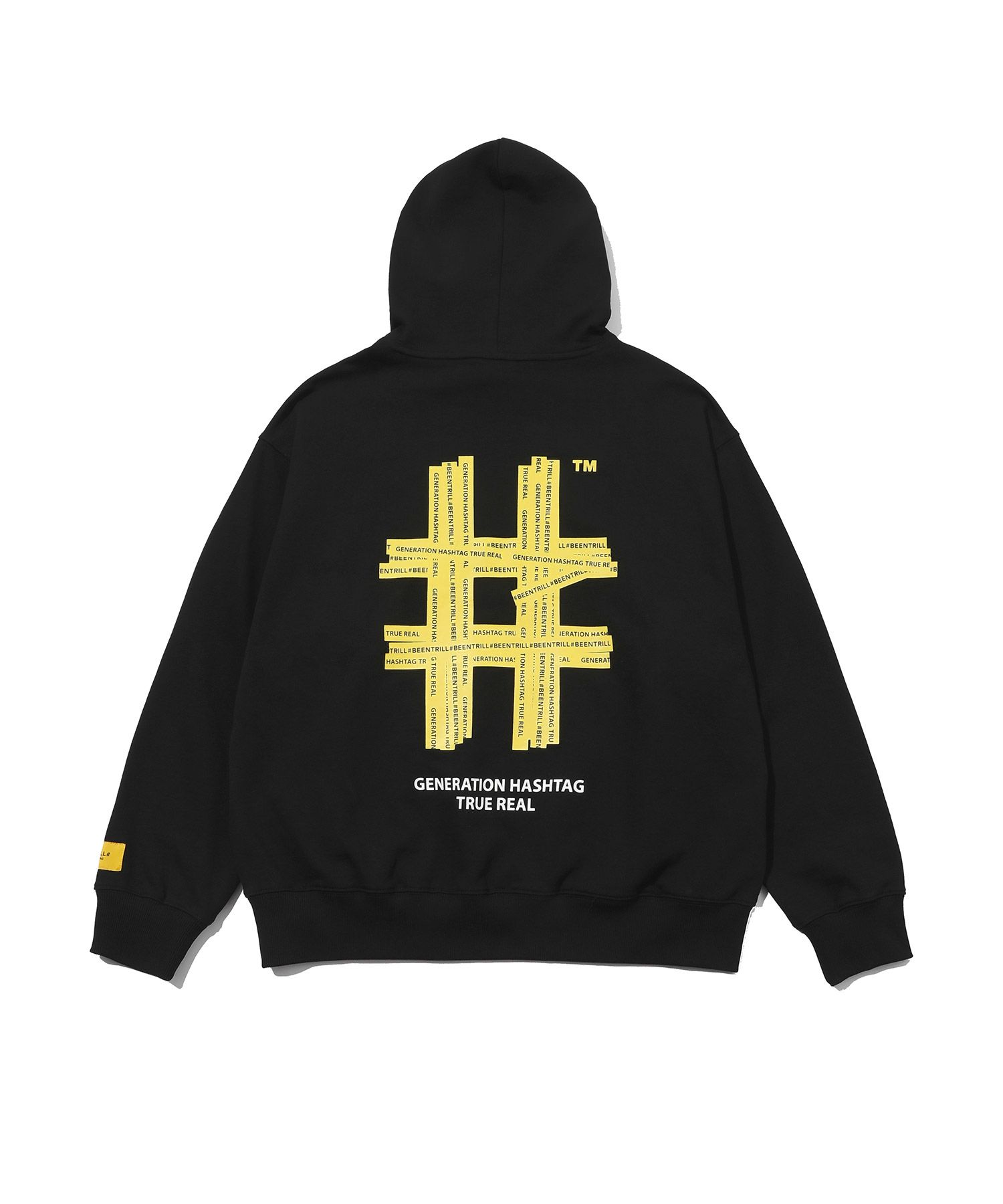 [BEENTRILL]★PAINTING HASHTAG OVERFIT HOODED KNIT MUSINSA公式 | BEENTRILL NEWYORK Yellow Taping Hashtag