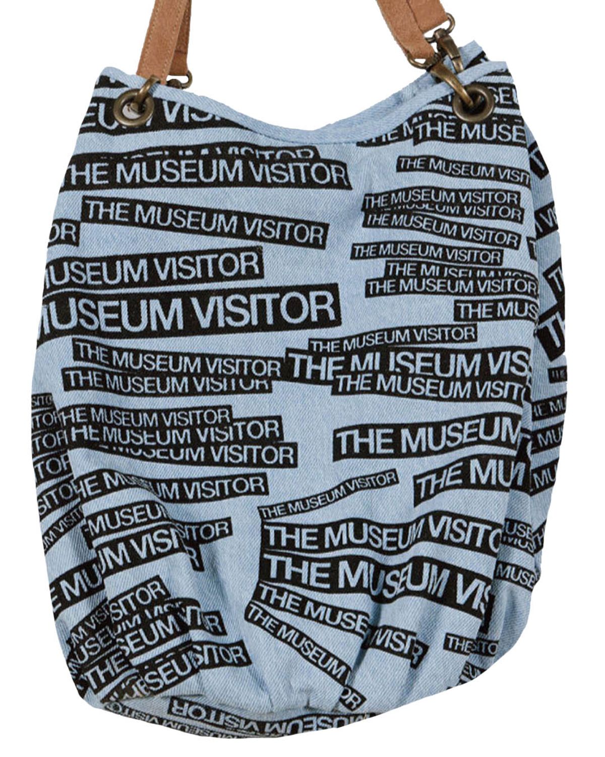 더뮤지엄비지터(THEMUSEUMVISITOR) THE MUSEUM VISITOR LOGO PRINTED LEATHER STRAP TOTEBAG (LIGHT BLUE)