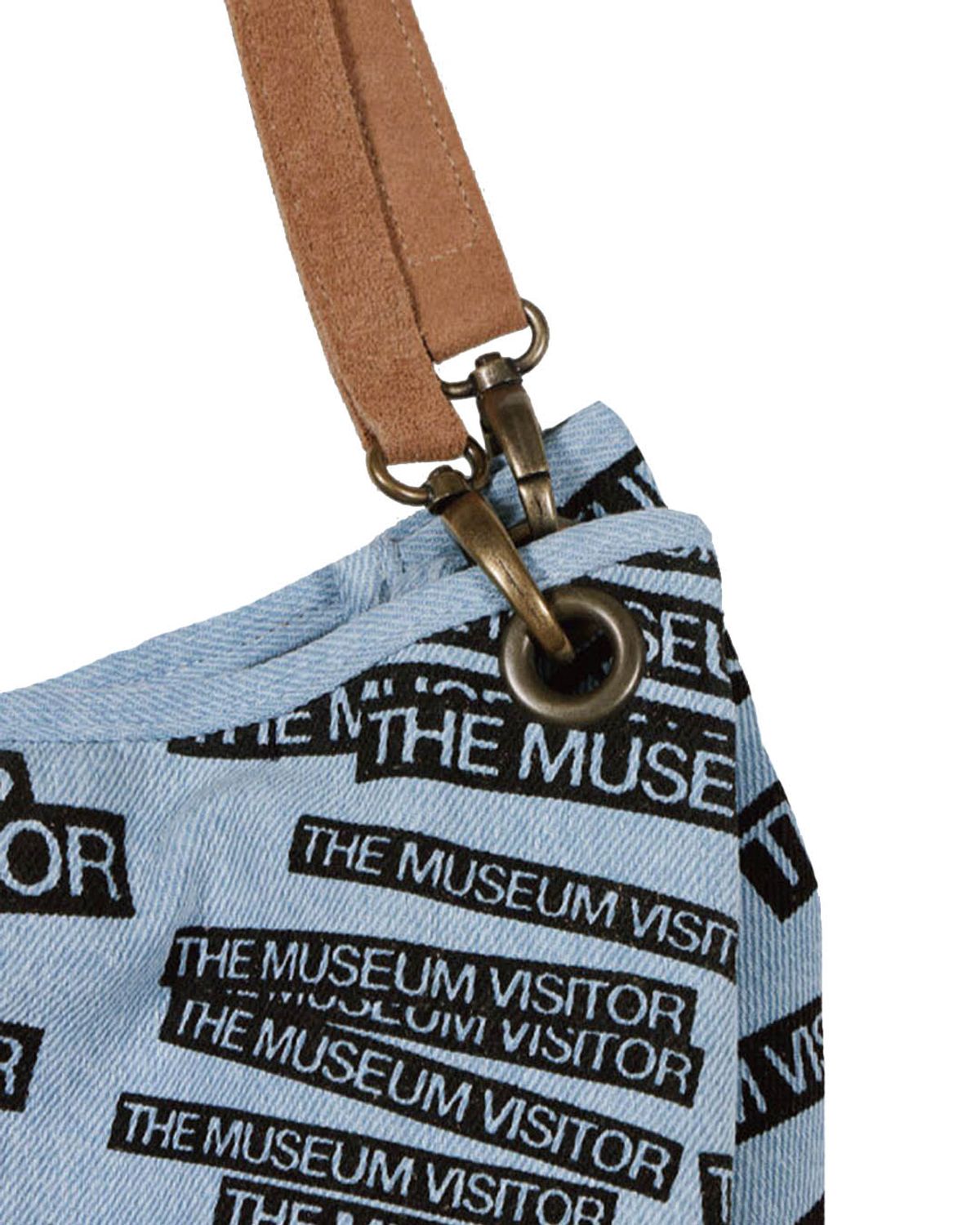더뮤지엄비지터(THEMUSEUMVISITOR) THE MUSEUM VISITOR LOGO PRINTED LEATHER STRAP TOTEBAG (LIGHT BLUE)