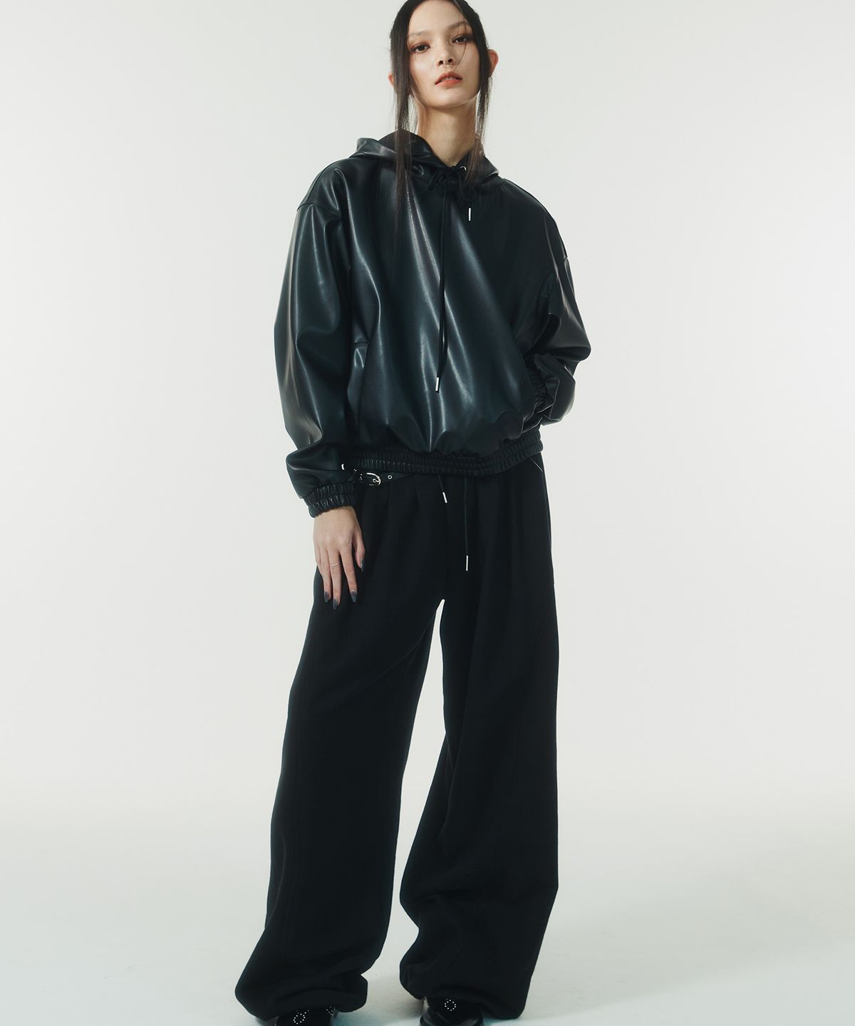 낫노잉(NOTKNOWING) Classic Leather Hoodie (BLACK)