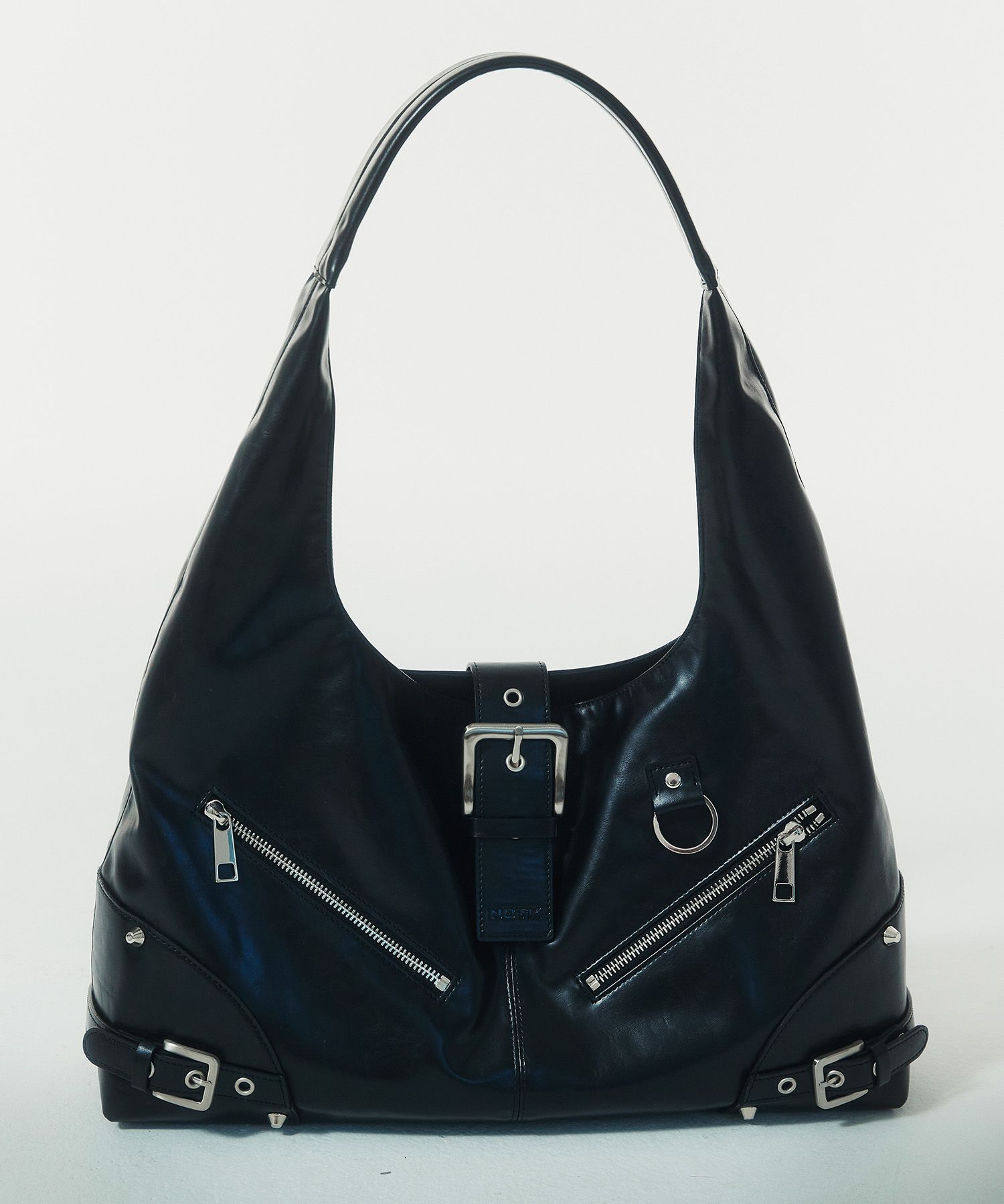 【NOT KNOWING】Black Moto Hobo Bag (LEATHER) Black Moto Hobo Bag (LEATHER) - NOTKNOWING | 60% - Asian