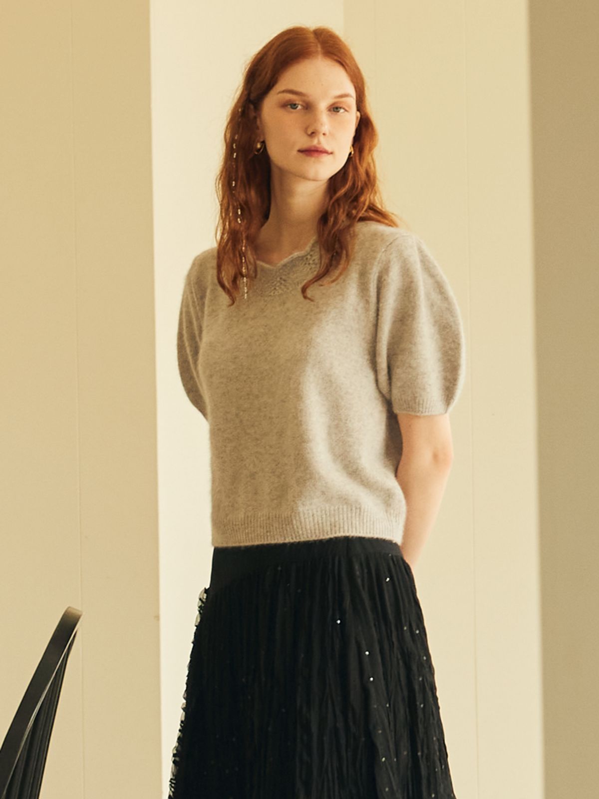 오앨(OUEL) RACCOON WARMER KNIT_GREY