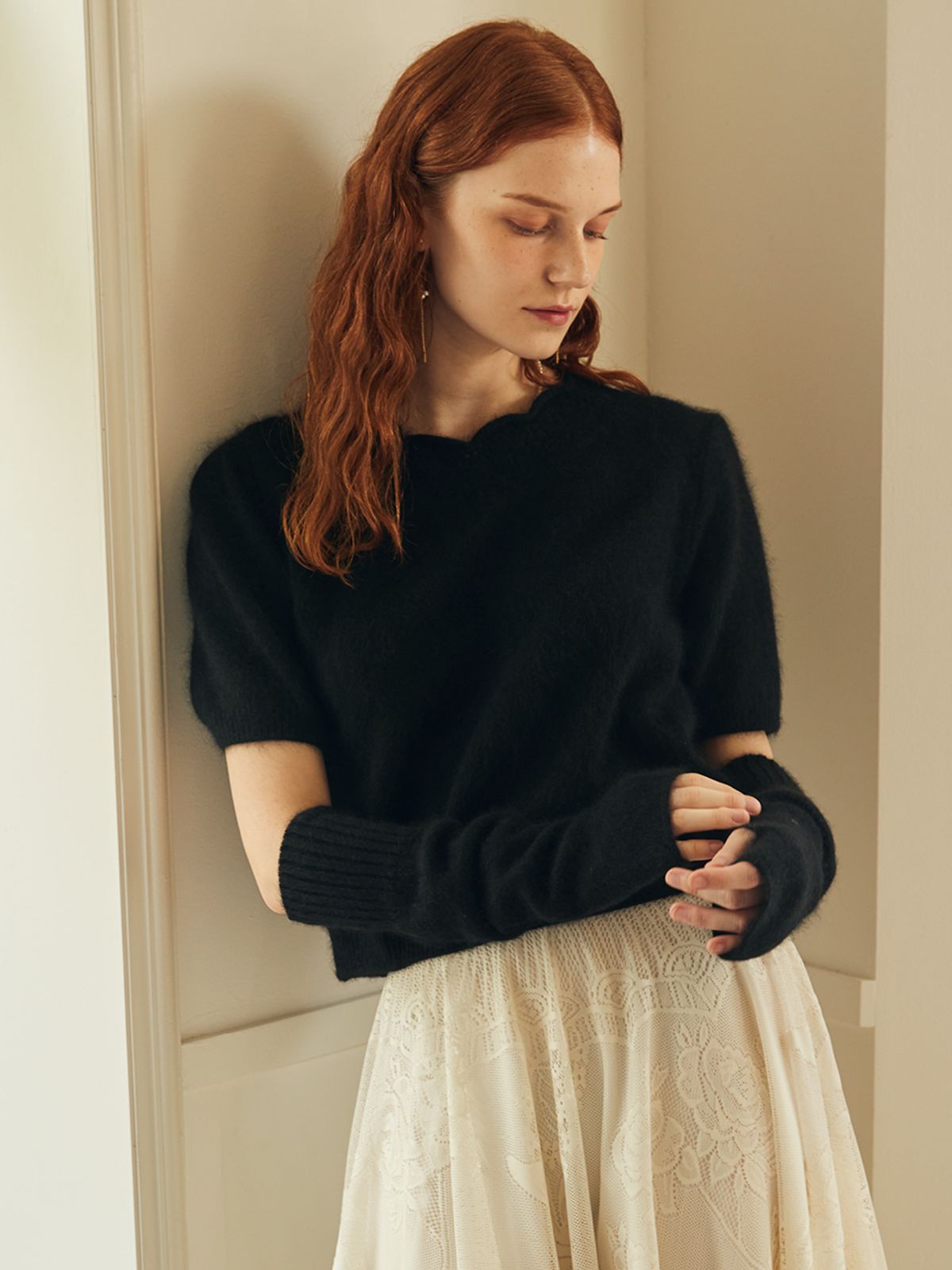 오앨(OUEL) RACCOON WARMER KNIT_BLACK