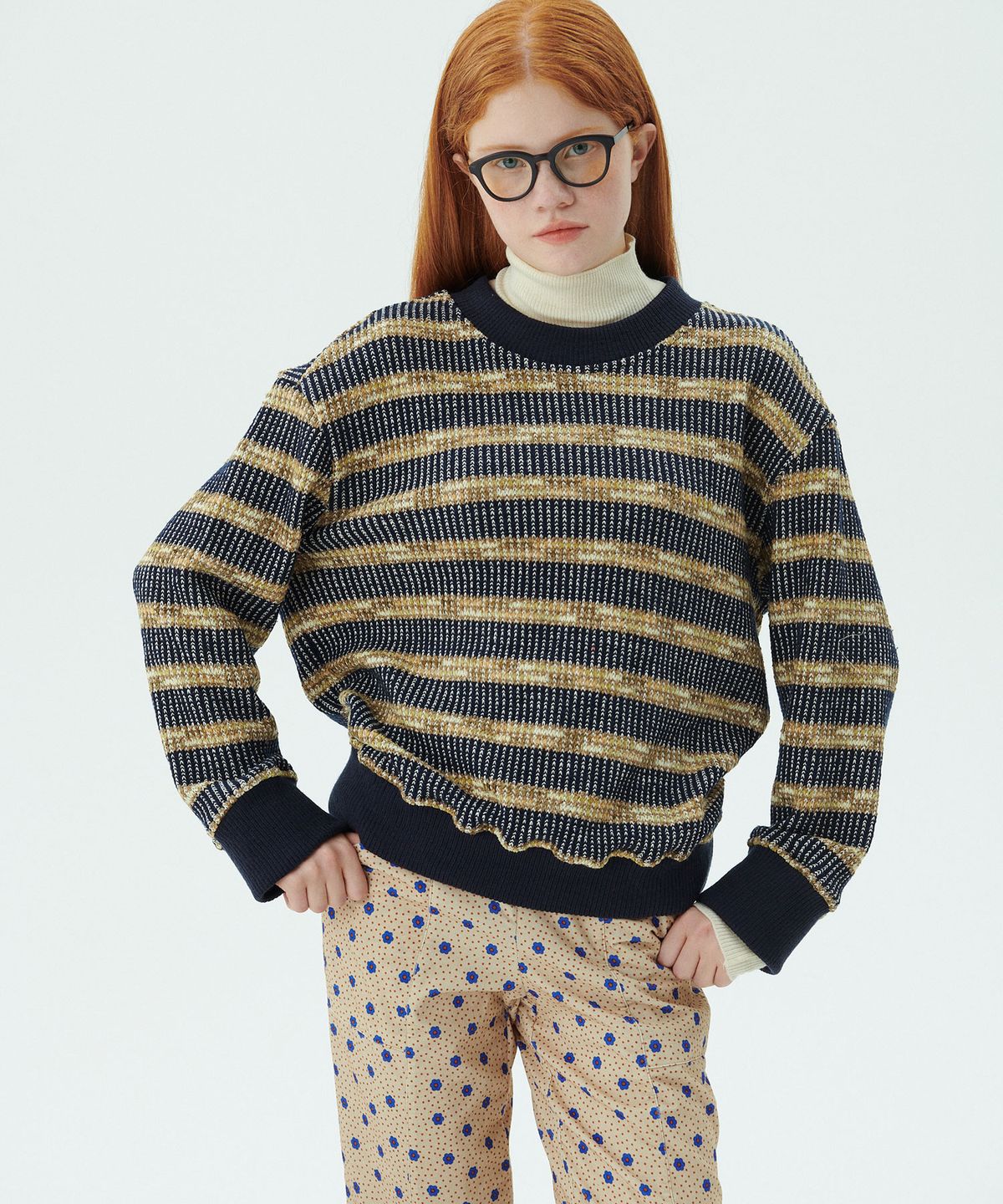 준준스페이스(JUNEJUNE SPACE) Color Mix Pullover_Navy (컬러 믹스 풀오버_네이비)