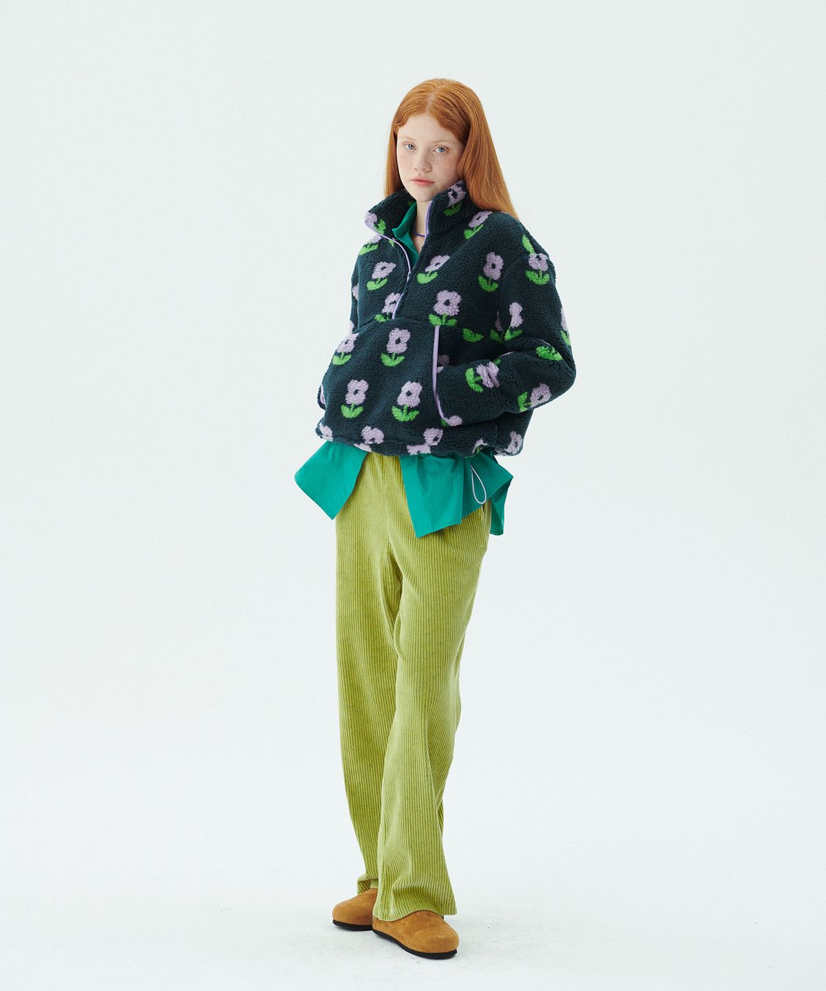 준준스페이스(JUNEJUNE SPACE) Shearing Half Zip-up_Green (시어링 하프 집업_그린)