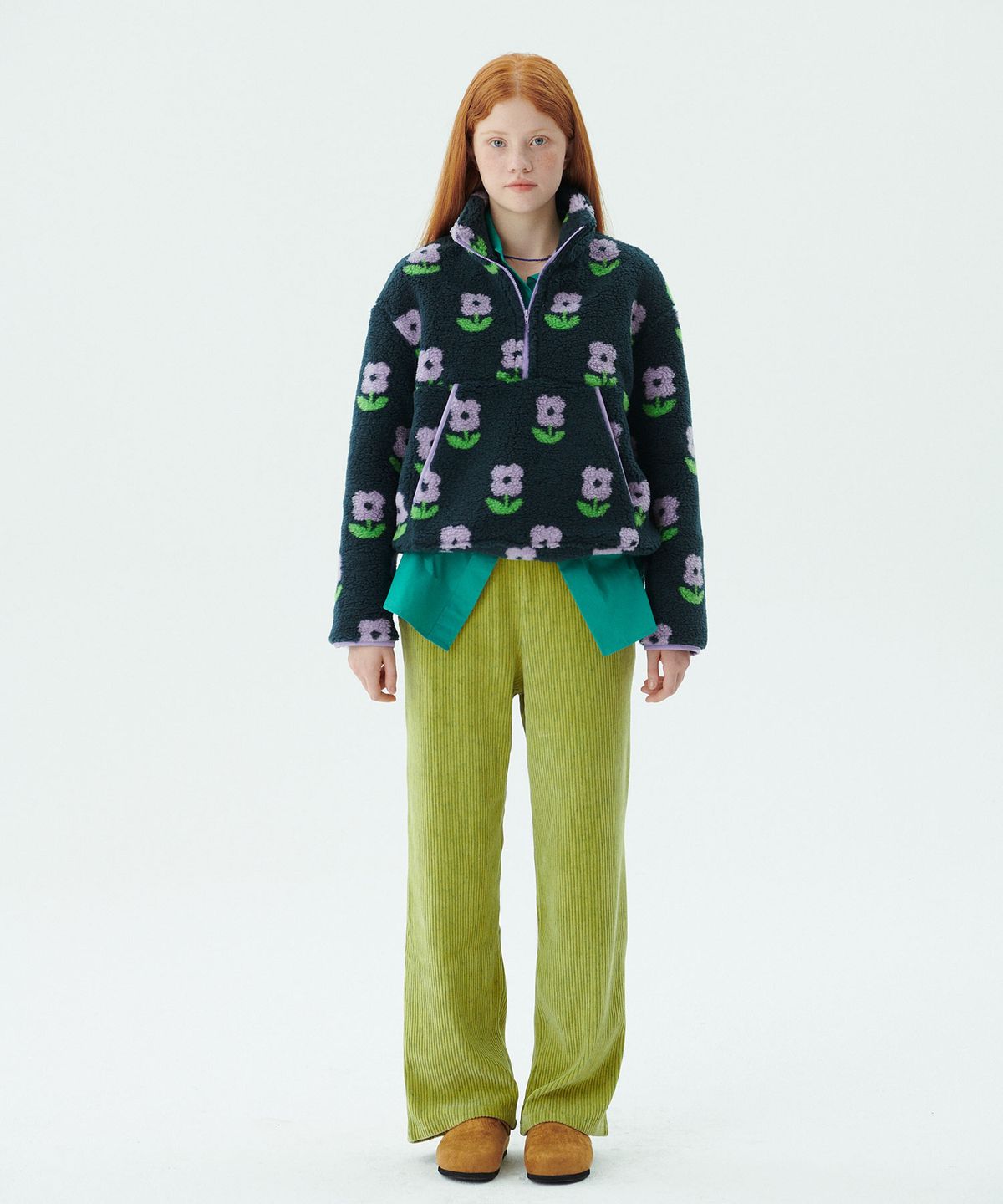 준준스페이스(JUNEJUNE SPACE) Shearing Half Zip-up_Green (시어링 하프 집업_그린)