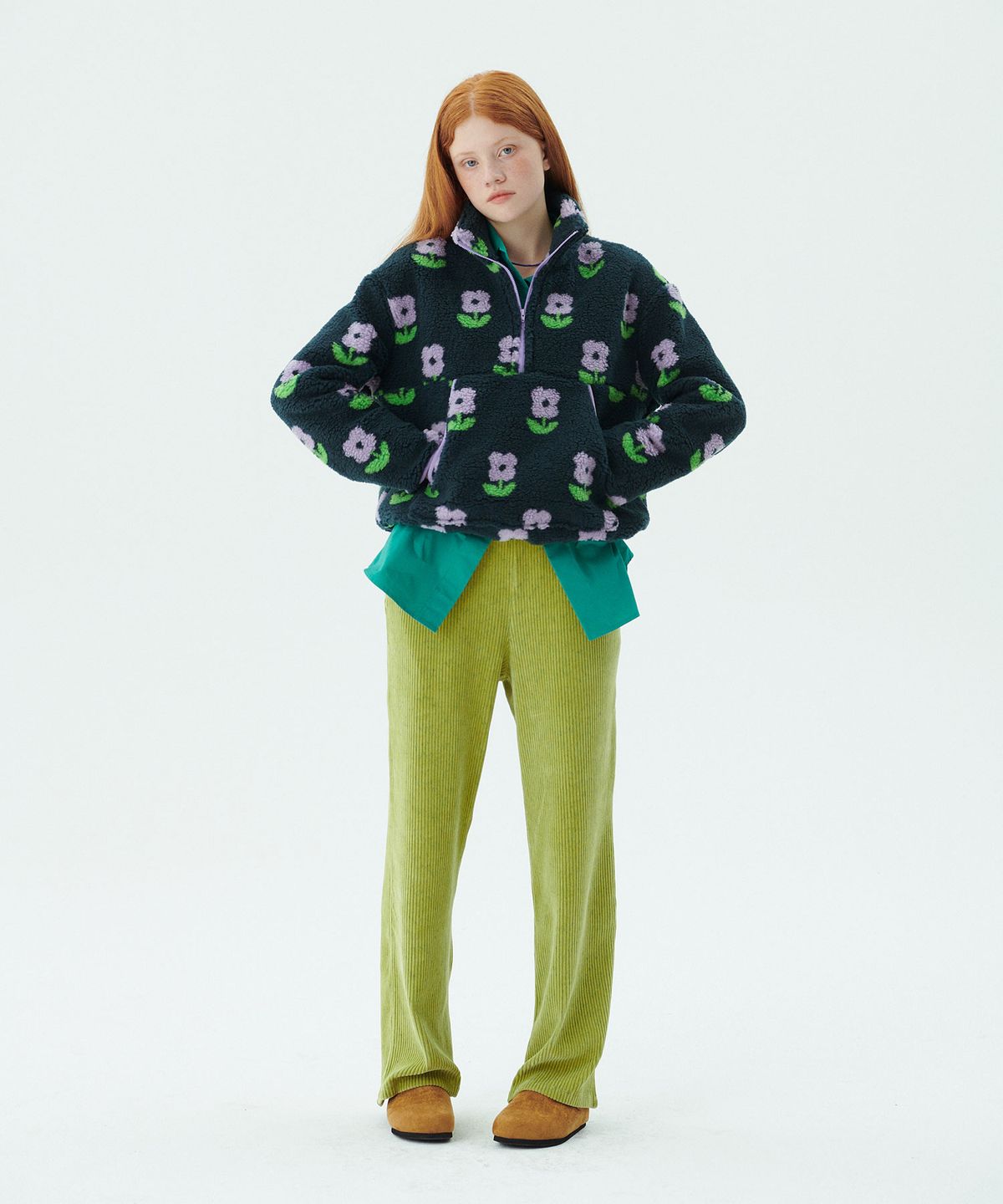 준준스페이스(JUNEJUNE SPACE) Shearing Half Zip-up_Green (시어링 하프 집업_그린)