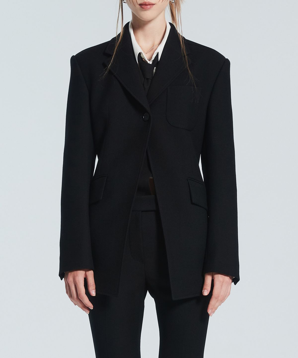 라클레르(RACLEUR) RA 원버튼 테일러드 자켓 [BLACK]