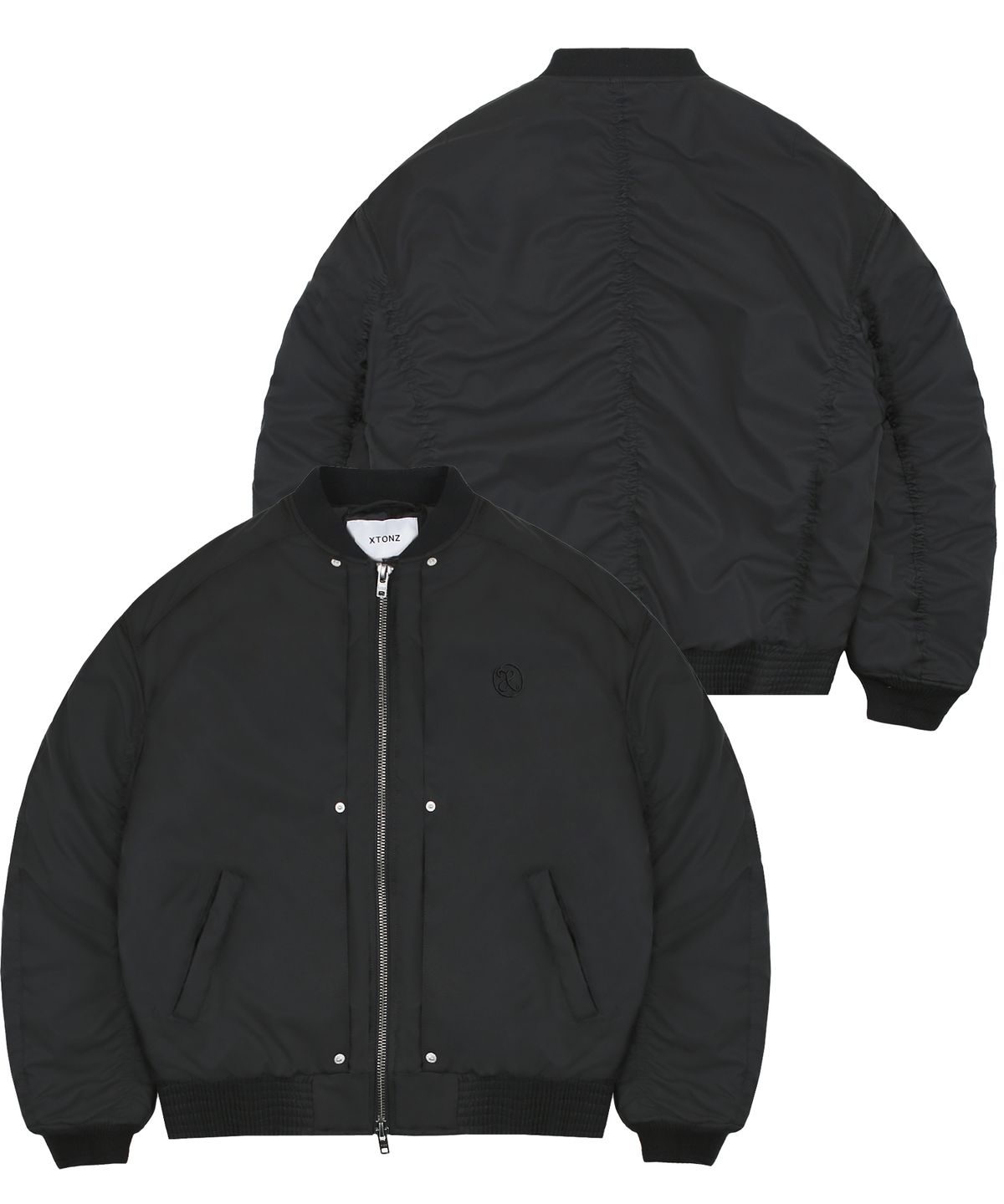 엑스톤즈(XTONZ) XJ106 퀸톤 플리츠 셔링 MA-1 자켓 (BLACK)