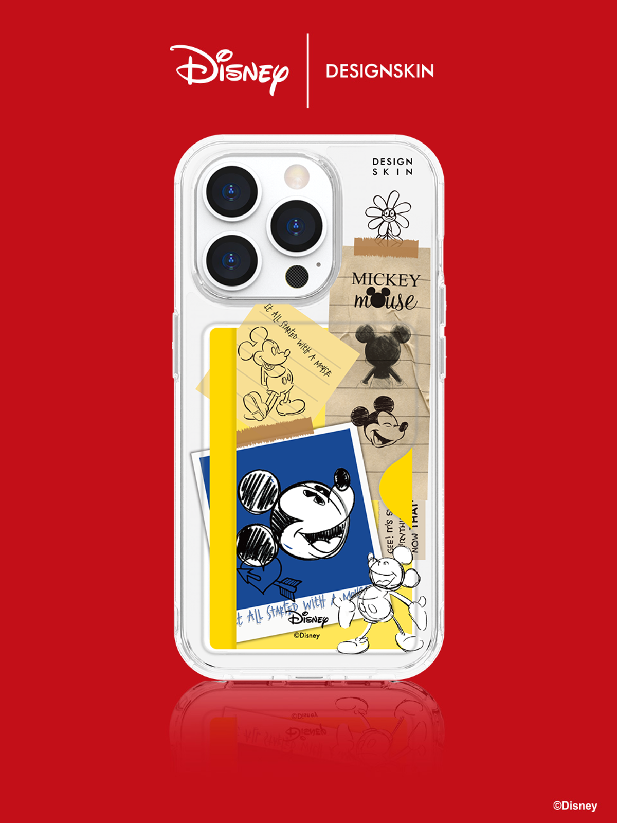 디자인스킨(DESIGNSKIN) [디즈니] 아이폰15_프로_프로맥스 피닉스 범퍼 카드슬롯 -미키마우스_레트로